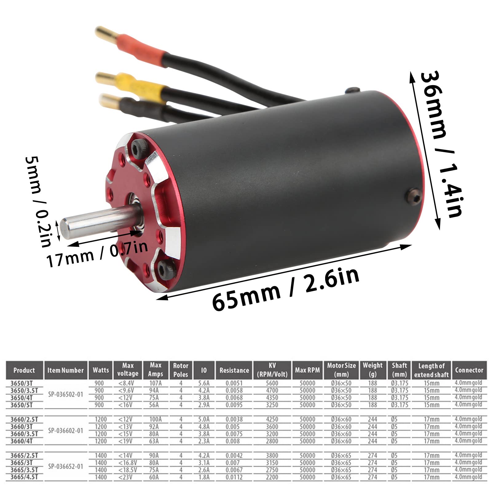 V2 RC Supersonic 3665 3150KV 4-biegunowy silnik bezszczotkowy z czujnikiem temperatury do części do modernizacji samochodów RC 1/8 1/10