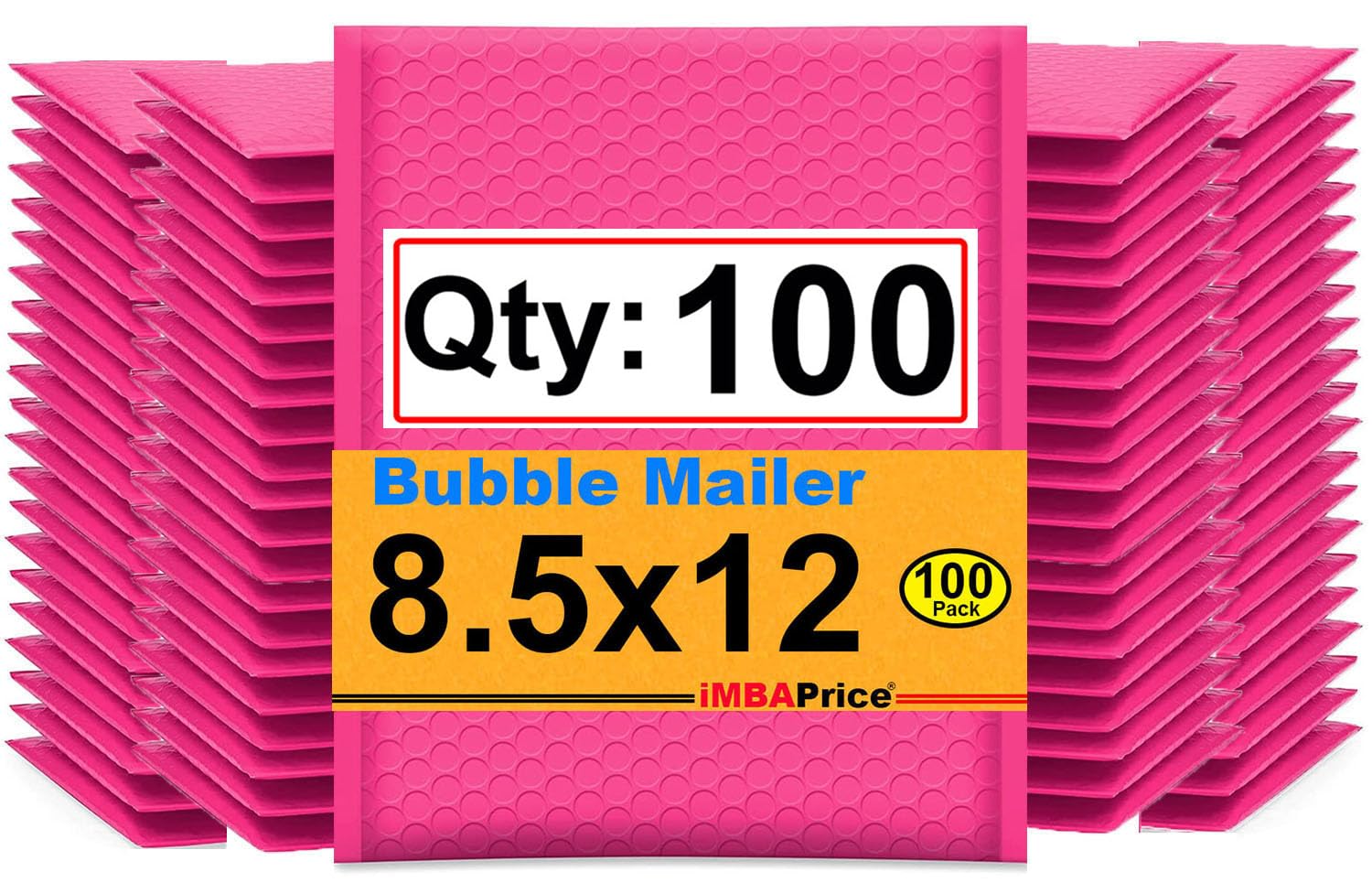 iMBAPrice Paquete de 100 sobres acolchados de burbujas de polietileno autosellantes de color rosa intenso #2 (8.5 x 12 pulgadas) (100 bolsas en total)