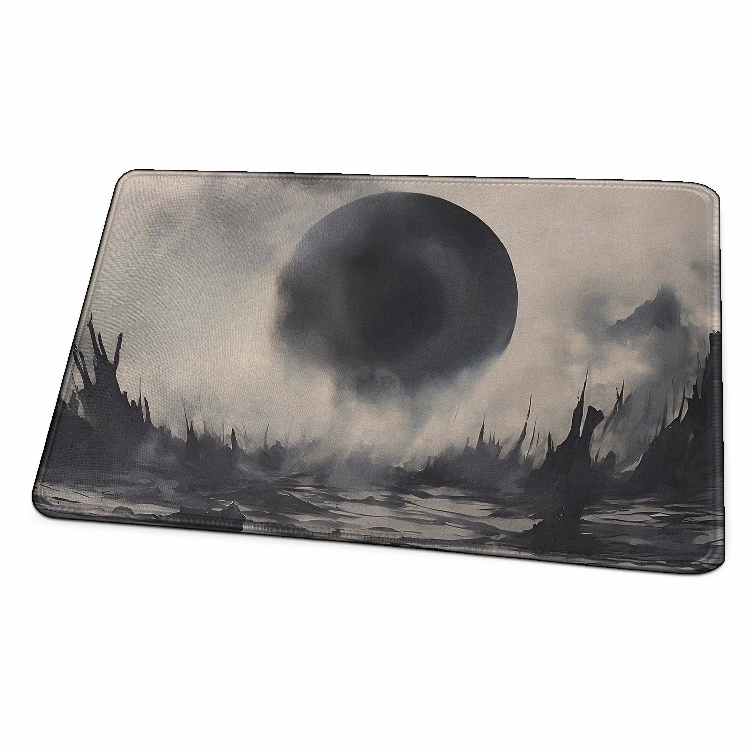 MTG Playmat, TCG Playmat with Zones, Stitched Edges Non-slip Rubber Base Game Mat, Trading Card Game Playmats Size 24" x 14" with Storage Bag (White No Zones)