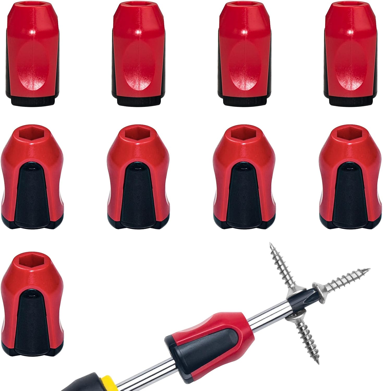 9 Pcs Screwdriver Head Magnetic Ring,Universal Magnetic Screw Ring for Electric Drill and Hand Tools (Red+Blue+Orange)