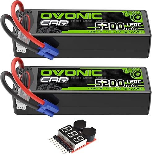 OVONIC Batería LiPo 3S de 11.1 V 5200 mAh 120C con enchufe EC5 para auto a control remoto, camión, avión, helicóptero, barco, carreras, RC Hobby (2