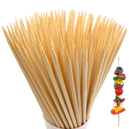 BLUE TOP 200pcs Natural Bamboo Skewers 10 inch ?=4mm;Bamboo Sticks for Grilling, BBQ, Kabob,; Candy Sticks for Fruits, Candies, Chocolate Fountain, Appetizer, Plant Sticks for flower tomato growth