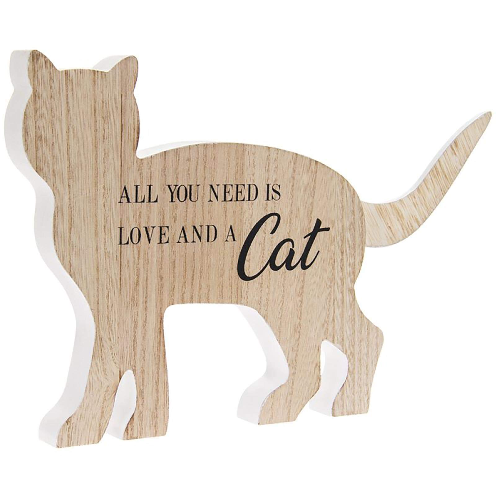 The Leonardo Collection Beige All You Need Is Love & A Cat Cat Wooden Plaque Home Ornament