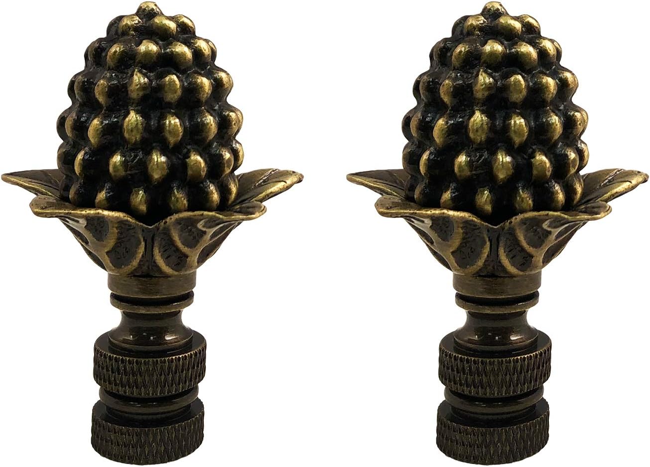 Royal Designs Decorative Pineapple 3" Lamp Finial for Lamp Shade, Polished Brass - Set of 2