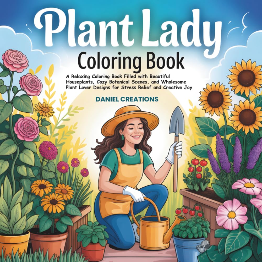 Plant Lady Coloring Book: A Relaxing Coloring Book Filled with Beautiful Houseplants, Cozy Botanical Scenes, and Wholesome Plant Lover Designs for Stress Relief and Creative Joy
