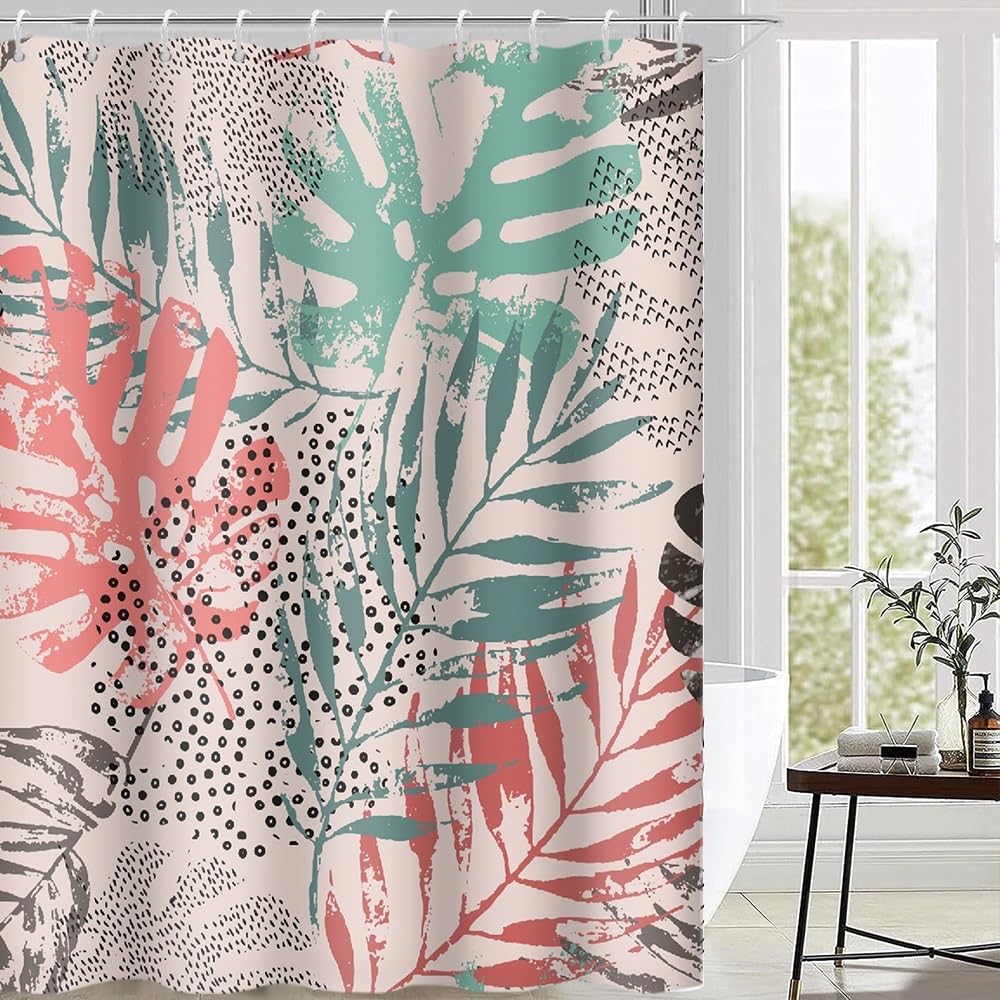 Cortina de Ducha de Hoja Eucalipto, Cortinas de Ducha Verde Oro Abstracto Planta Cortinas de Baño Antimoho Impermeable Lavable Tejido de Poliéster Cortina Ducha con 12 Ganchos 120x200cm — view 83