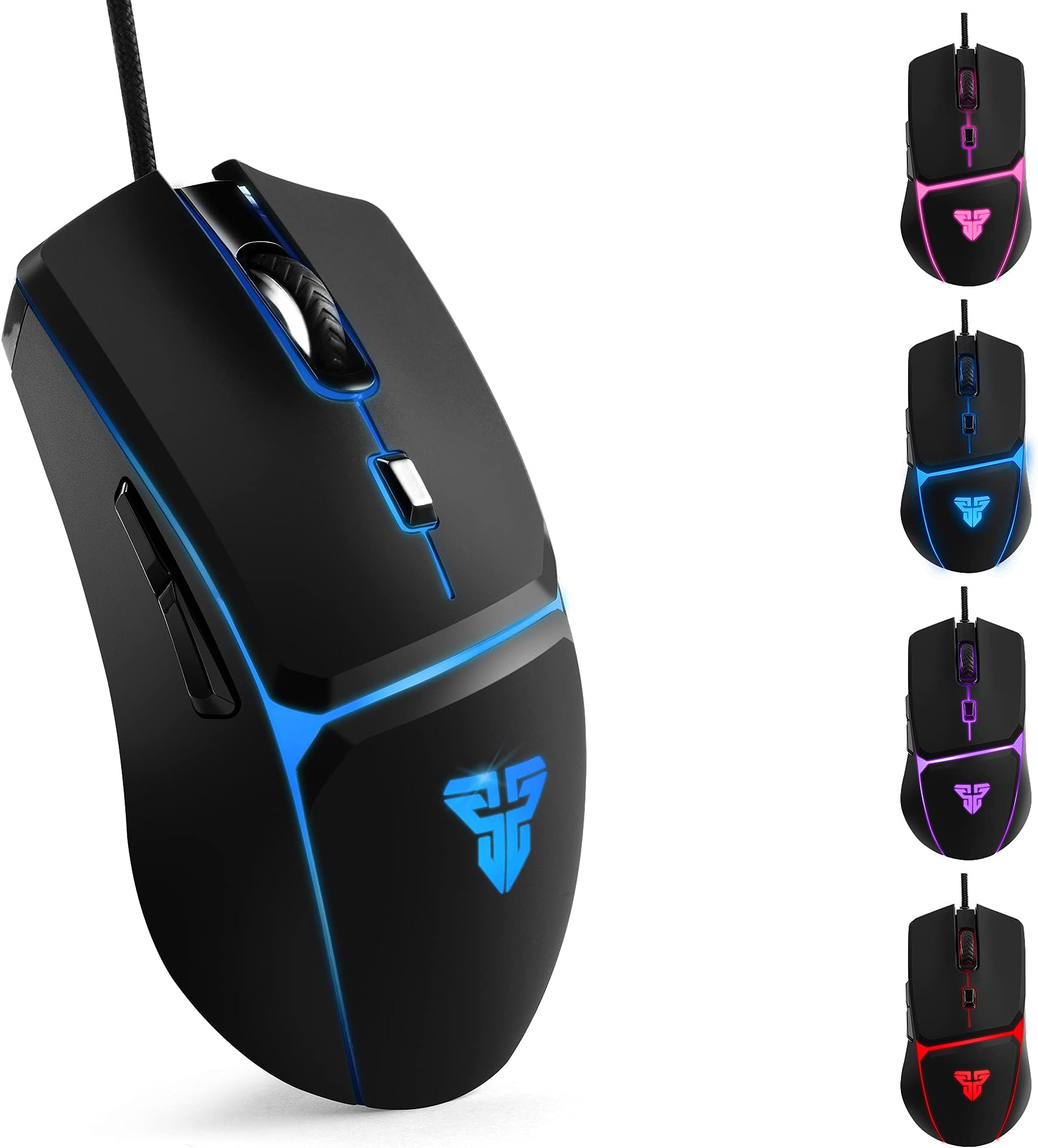 FANTECH Wired Gaming Mouse Lightweight-8000 DPI Optical Computer Mouse,4 RGB Backlit Modes, 6 programmable Buttons,Ergonomic Gamer Laptop PC Mice (Black)