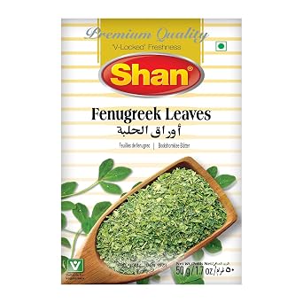 Shan Fenugreek Leaves 1.7 oz 50g - No Preservative No Artificial Food Color - Authentic and Fresh Fenugreek Leaves - Halal and Suitable for Vegetarians - Airtight Aluminum Pouch