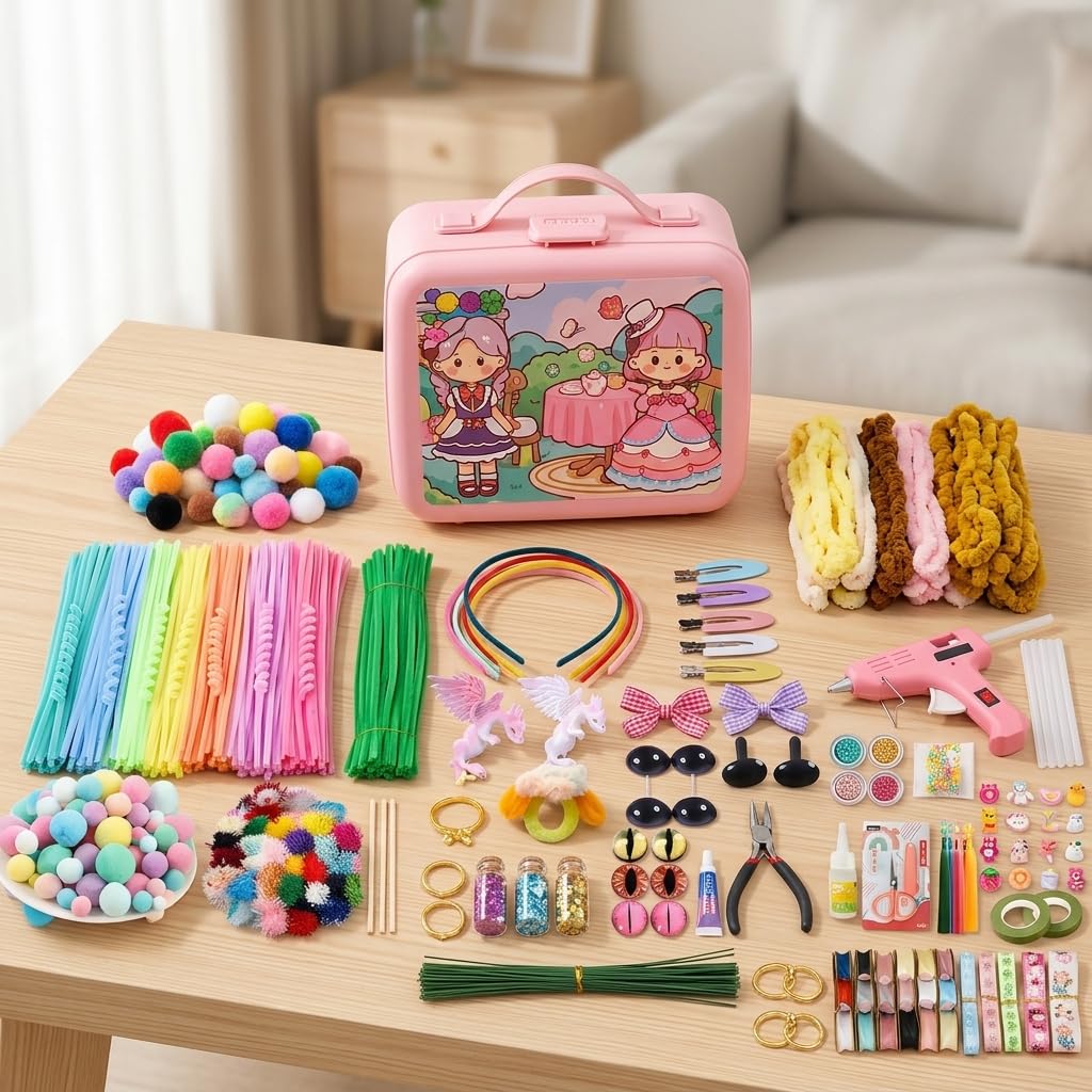 Amagogo Children Craft Material Chenille Stäbe Pfeifenputzer Basteldraht Plüschdraht Sanft Hautfreundlich Flexibel für Tiere Blumen Deko Projekte für Kindergruppen Kita Unterricht, style to 1