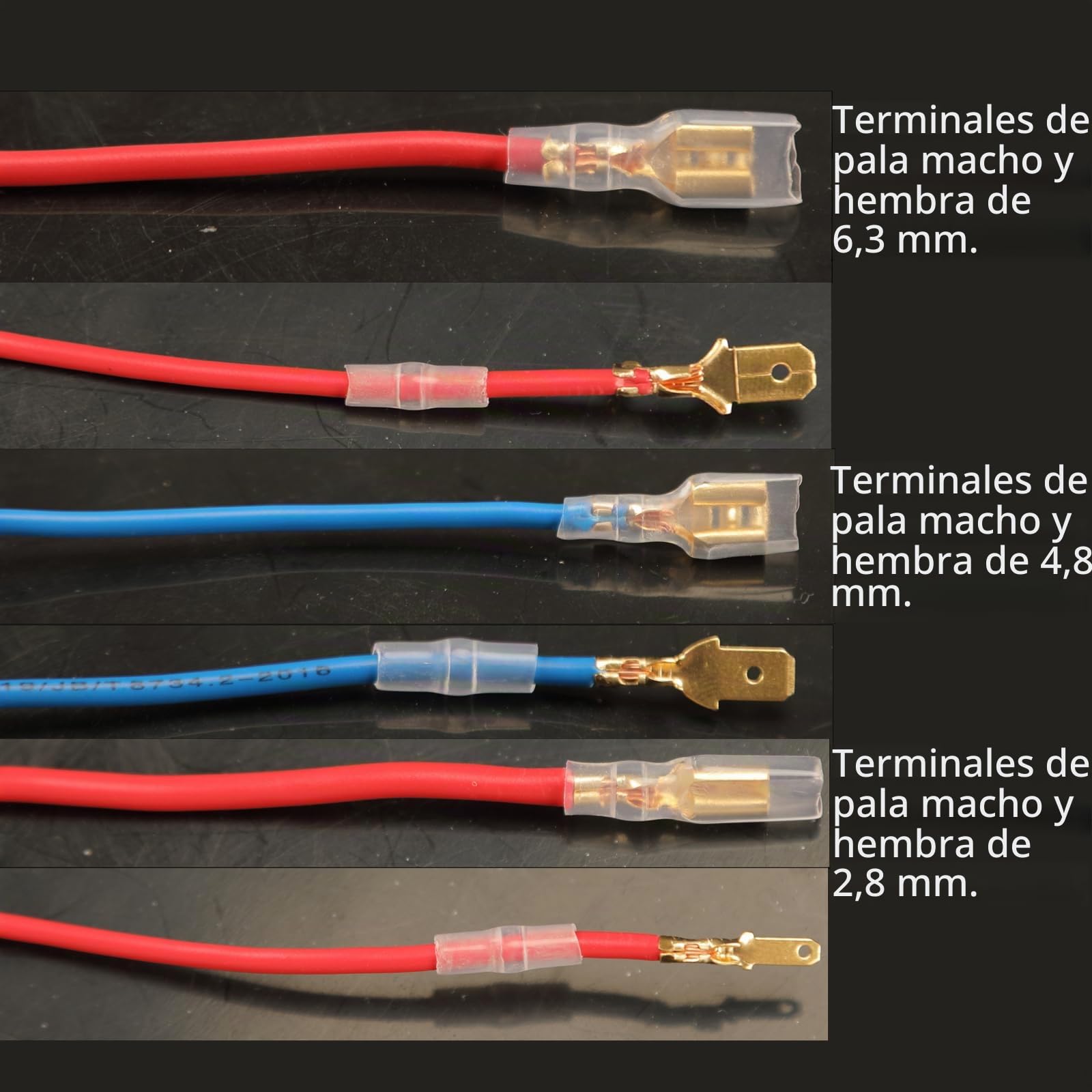 480pcs Conectores de Pala Macho y Hembra de 2,8 mm, 4,8 mm, 6,3 mm con Funda Aislante, Terminales Eléctricos Terminales Faston Aislados, Conectores Electricos para Cables Electricos Crimp Connectors