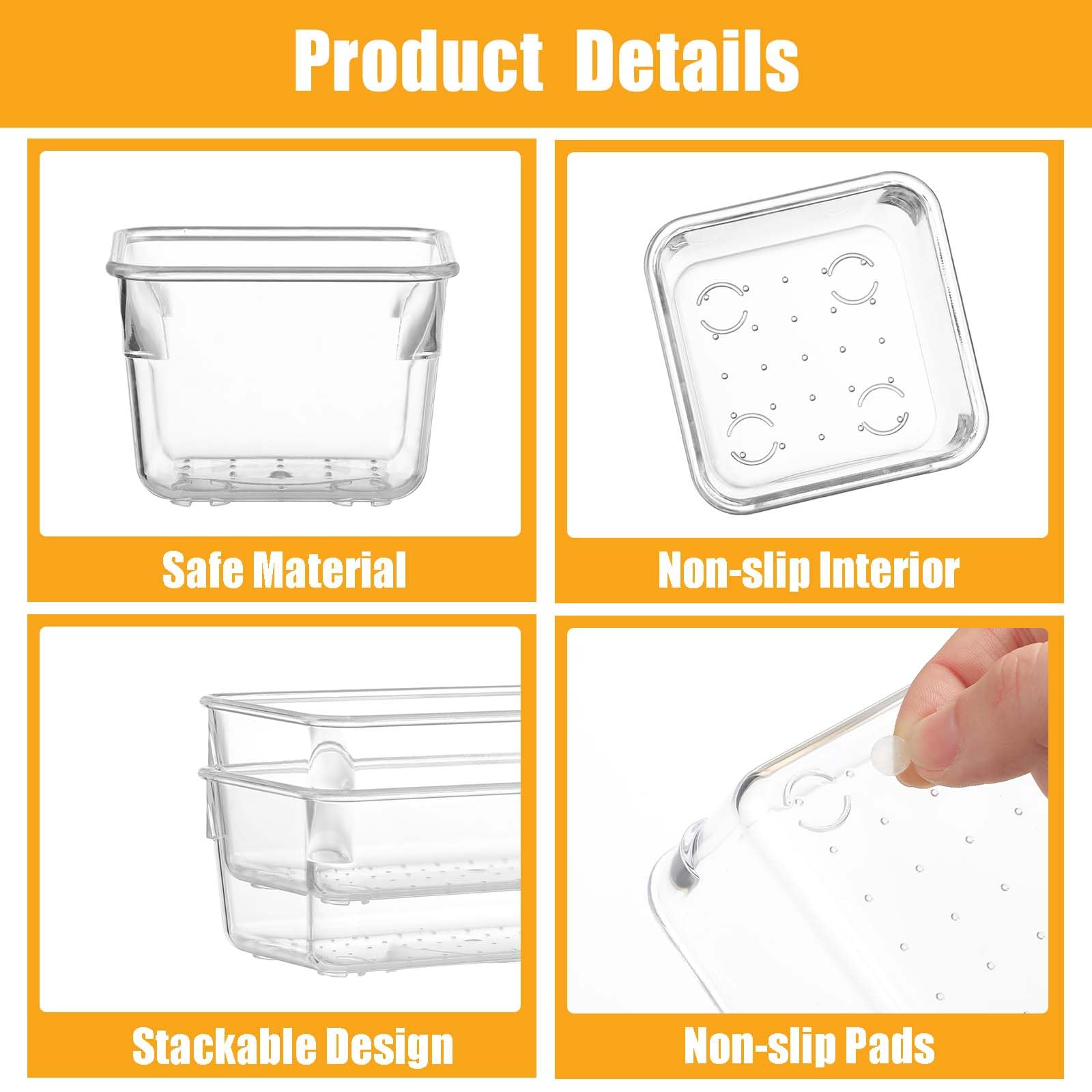 Famhap Organizer Cassetti Plastica Trasparente, Scatole Plastica Organizer con Set di 10 Pezzi, Contenitori per Cassetti Salvaspazio per Scrivania, Cucina, Bagno, Trucco