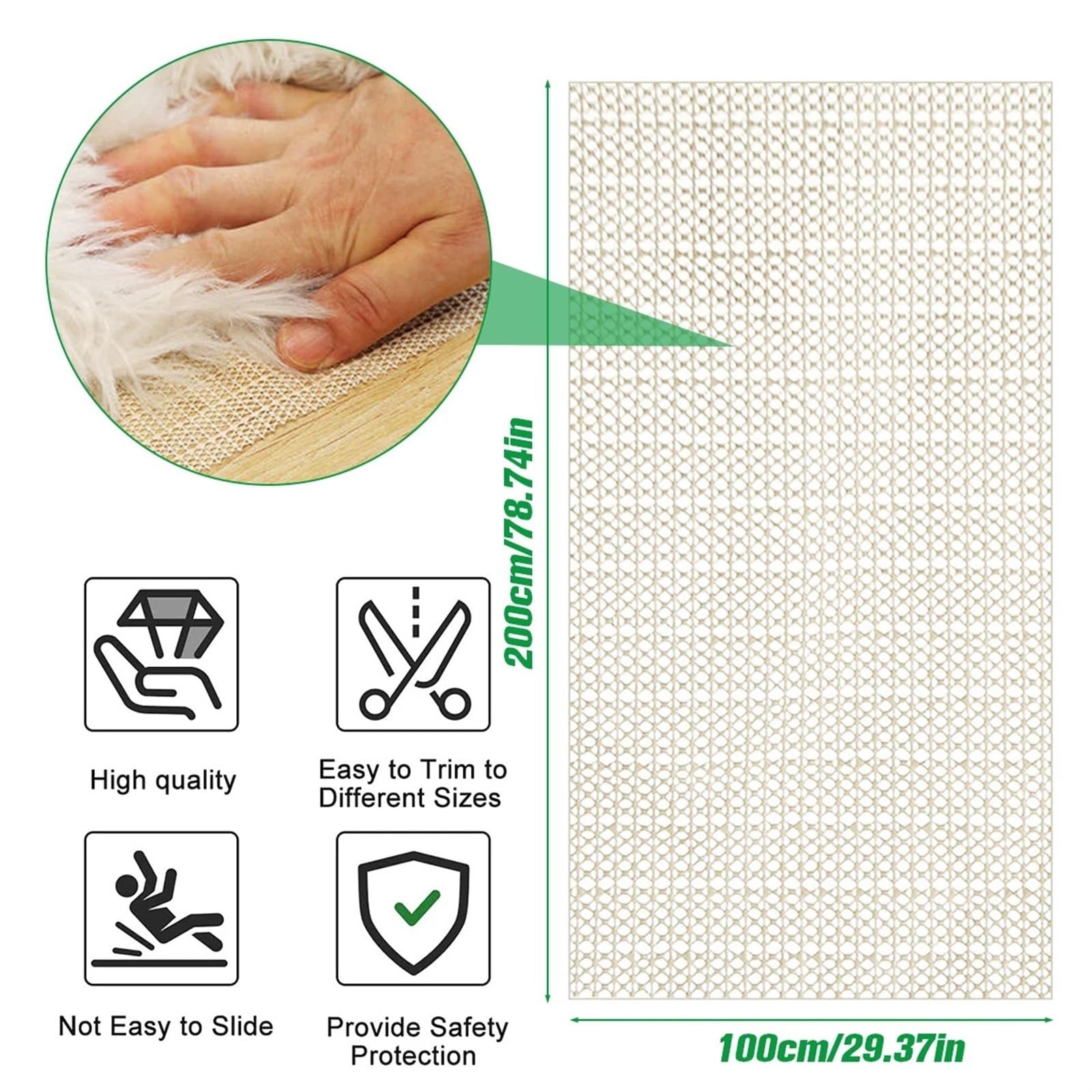 rutschfeste Teppichgreifermatte rutschfeste Teppichunterlage, Teppichgreifer, Mehrzweck-Einlagematte, Netzfutter, Teppichunterlage, Bodenmatte Rug Gripper (Color : 1mx2m White)