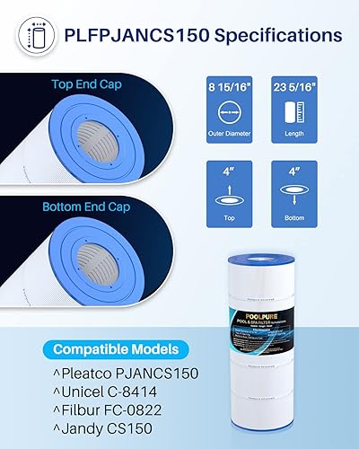 Miniatura 2 de POOLPURE PLFPJANCS150 - Filtro de piscina que reemplaza a Jandy CS150, CCX1500RE, CC1500RE, X-Stream 150, R0462300, PJANCS150, Ultral-B3, Unicel
