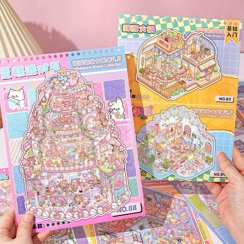 8 Sets 3D Aufkleber Szene Set für Erwachsene, Szene Aufkleber Therapie für Erwachsene