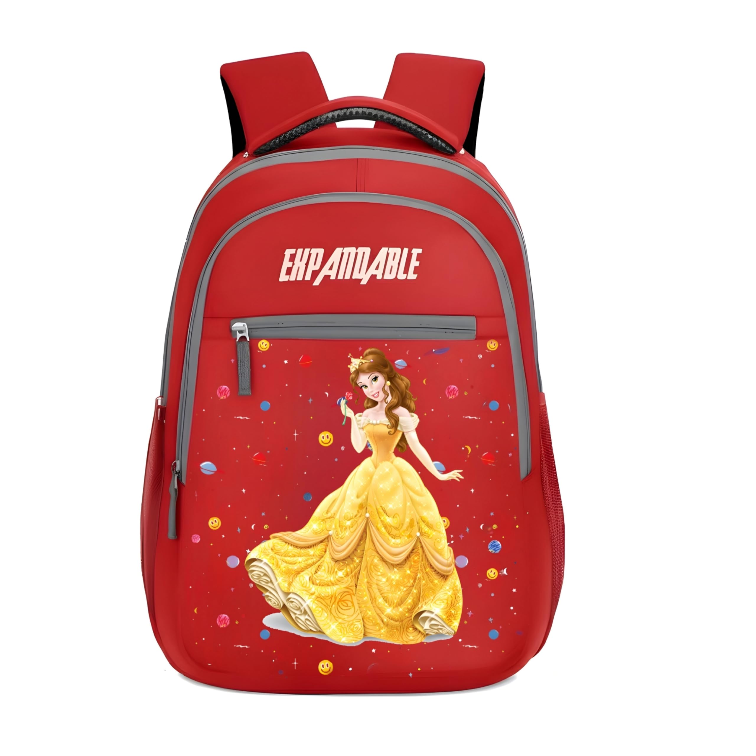 expandable Kids' Backpack for Girls - Red Princess School Bag with Belle Character Design - Durable, Multi-Compartment Travel Rucksack for Kindergarten & Elementary School-picture-21