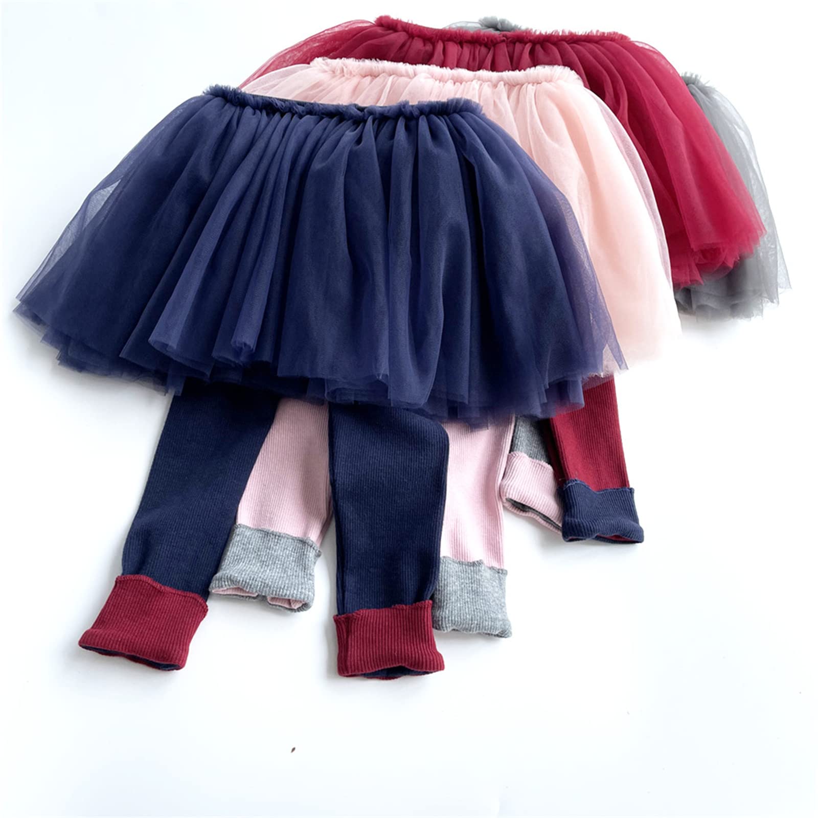 Toddler Baby Girl Leggings Fall Winter High Waist Dancing Tulle Tutu Ball Gown Skirt Slim Legging Pants Outfit (Navy,1-2T)