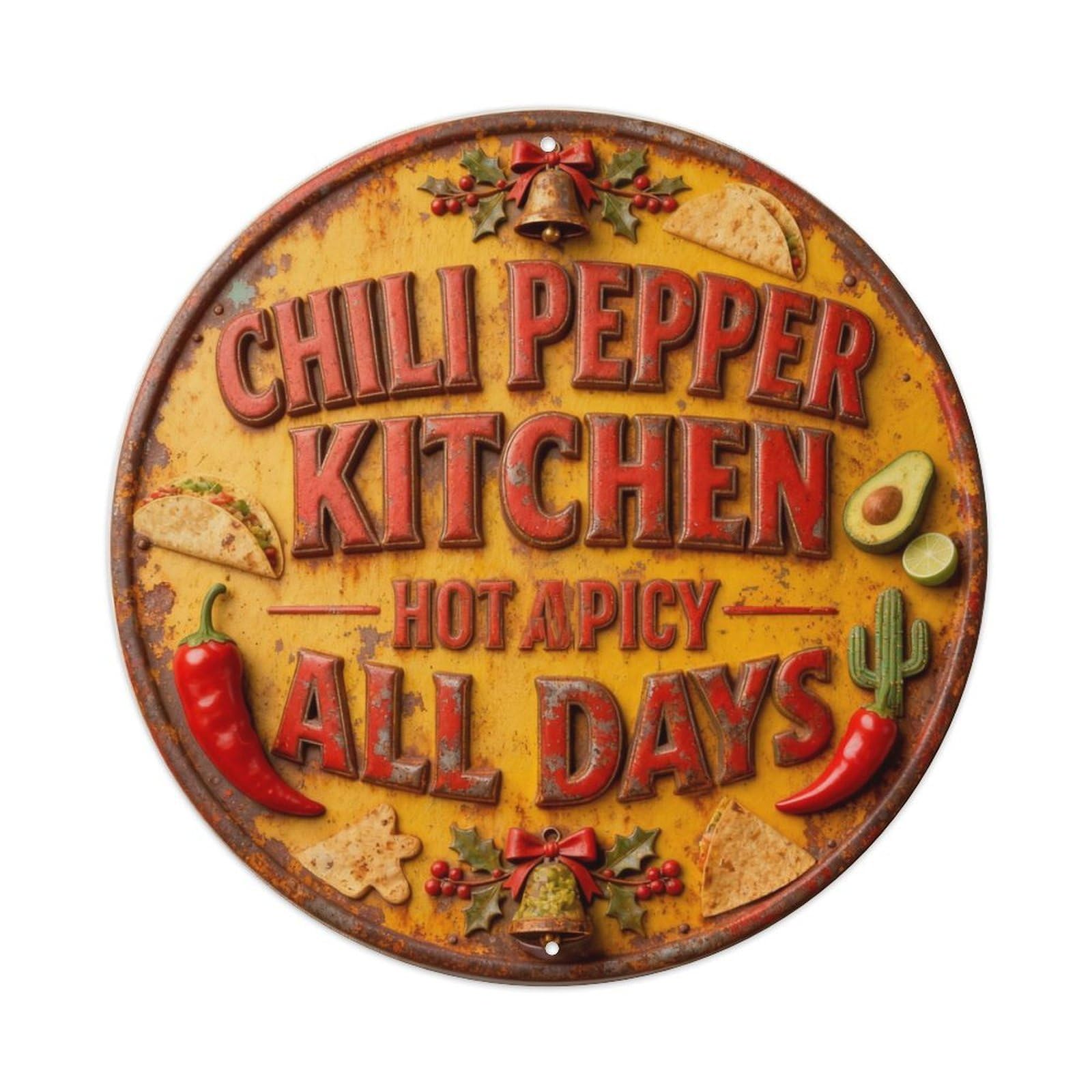 CHILI PEPPER KITCHEN Metal Tin Sign Plaque