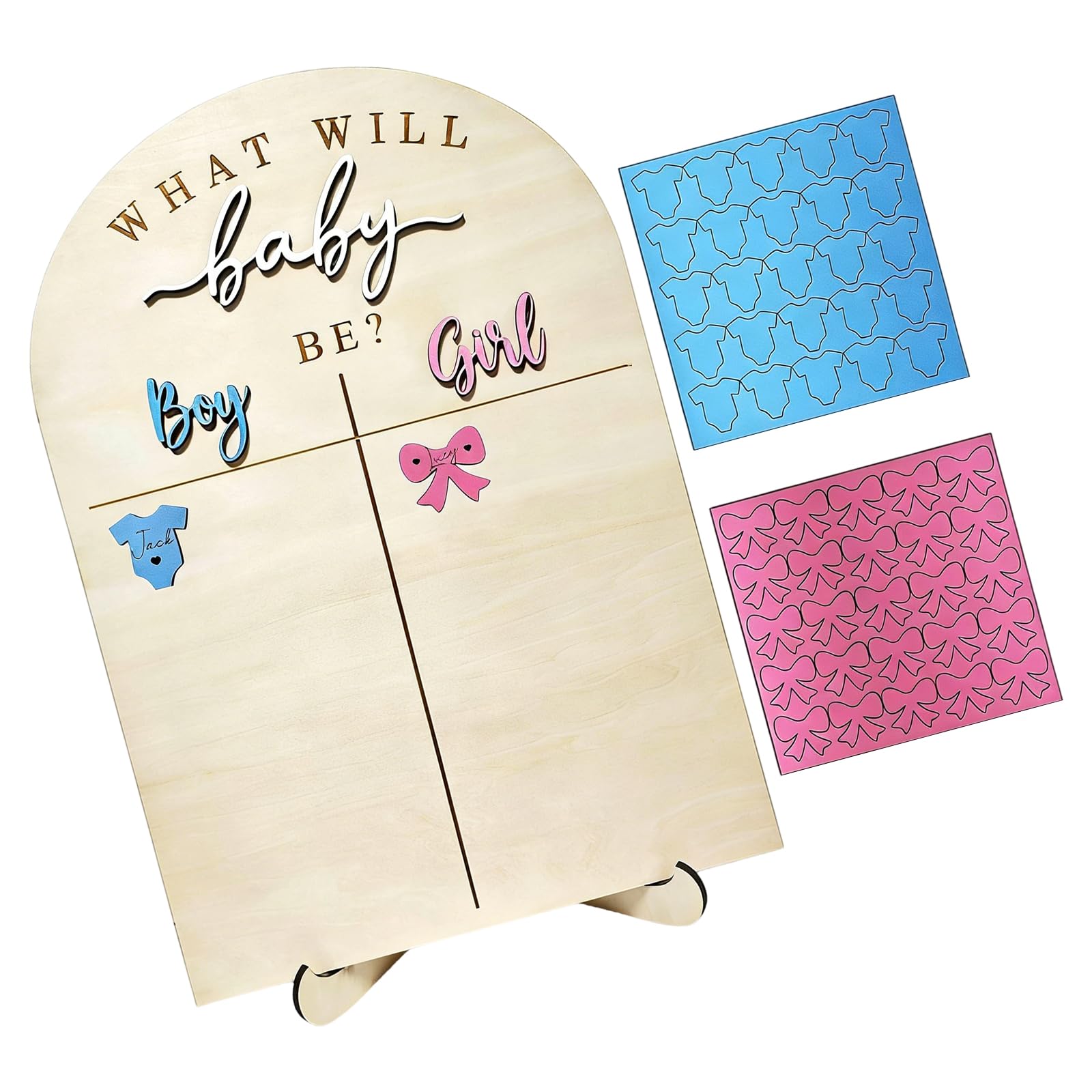 Shurhome Genders Reveal Party Supplies Game, Gender Reveals Voting Poster Board with Stand Gender Reveals Decors Guessing Game Set