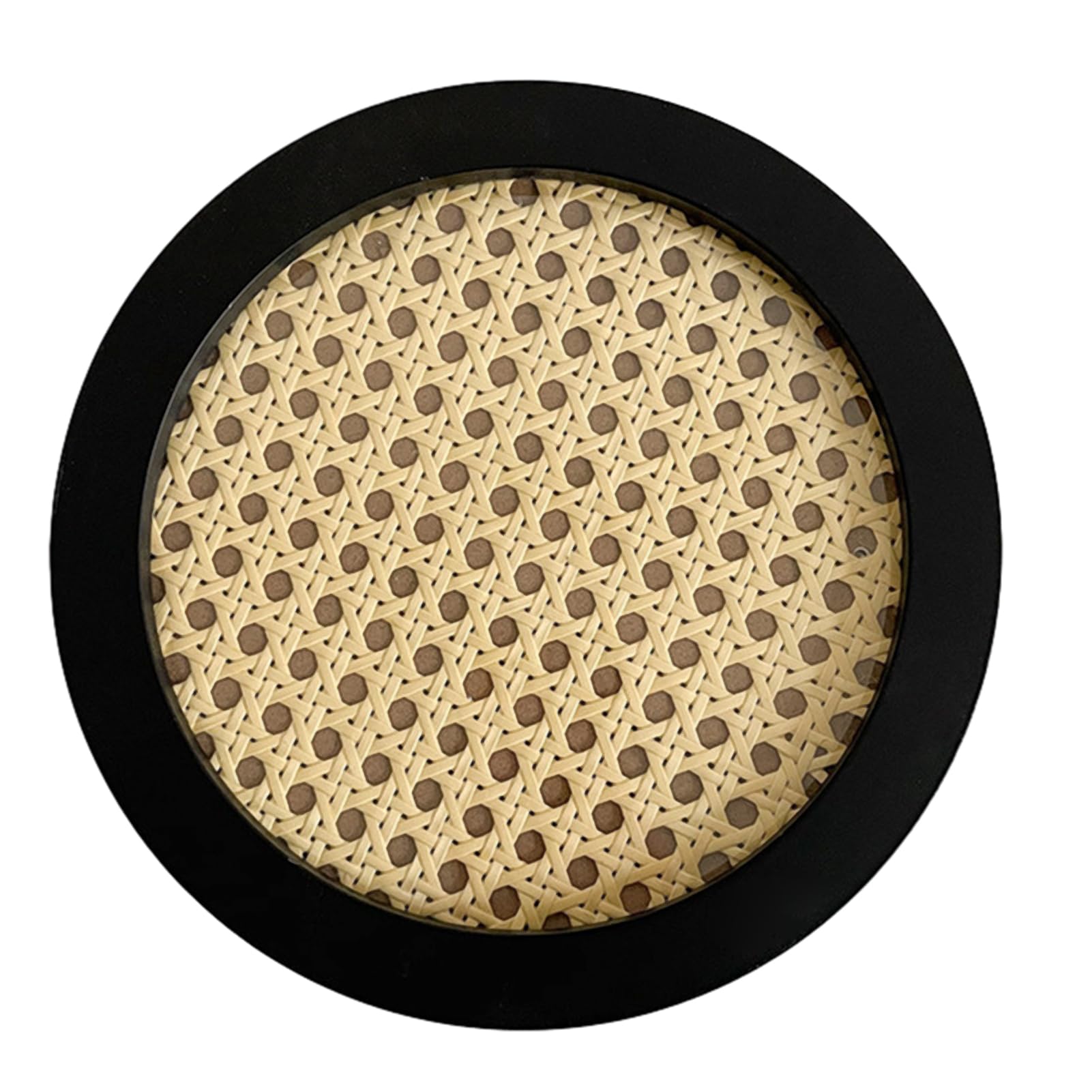 Pasdrucn Rattan Aromatherapy Tray Trinket Dish, Rattan Jewelry Box, Ring Holder Tray, Coffee Table Tray, Ring Display Tray for Home Desk Round Ring Jewelry Box Organizer (Black,Round)