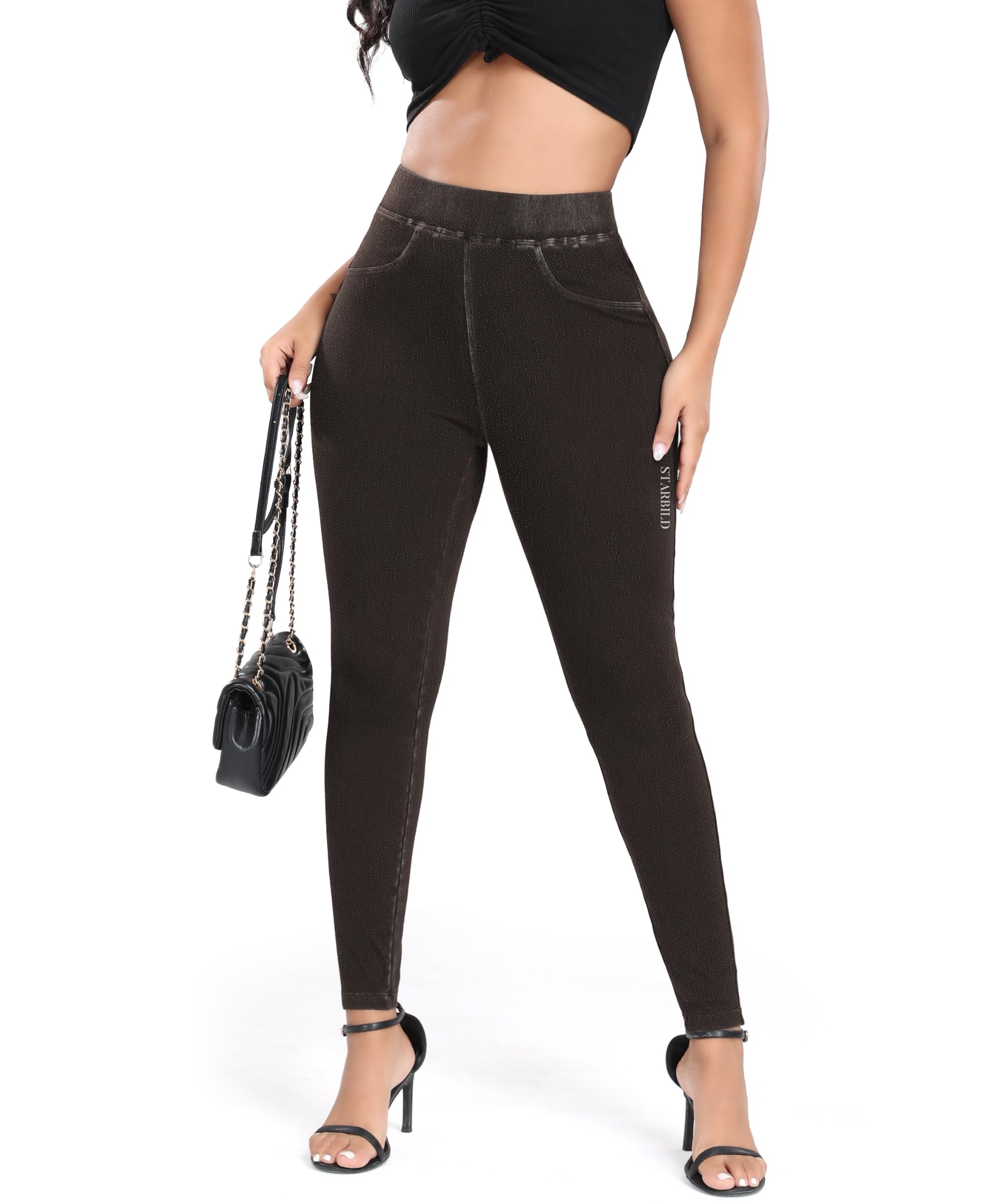 STARBILD Skinny Jeans Damen Scrunch Butt, Slim Fit Leggings Push Up, Jeggings Stretch Hose High Waist