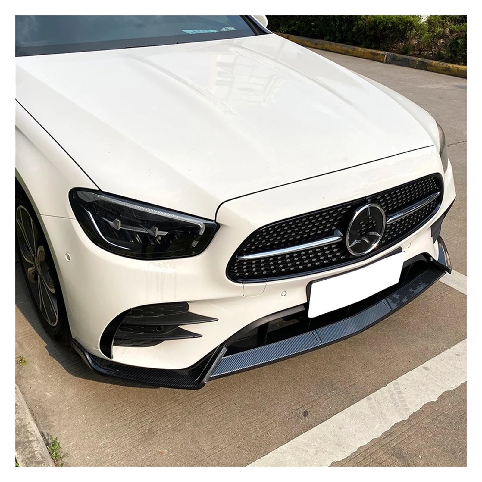 Lyjstore Przedni zderzak, nakładka kompatybilna z Mercedesem Klasy E W213 C238 2021+ E260 E300 AMG, dyfuzor splittera, zestawy nadwozia, spoiler, osłona zderzaka, akcesoria