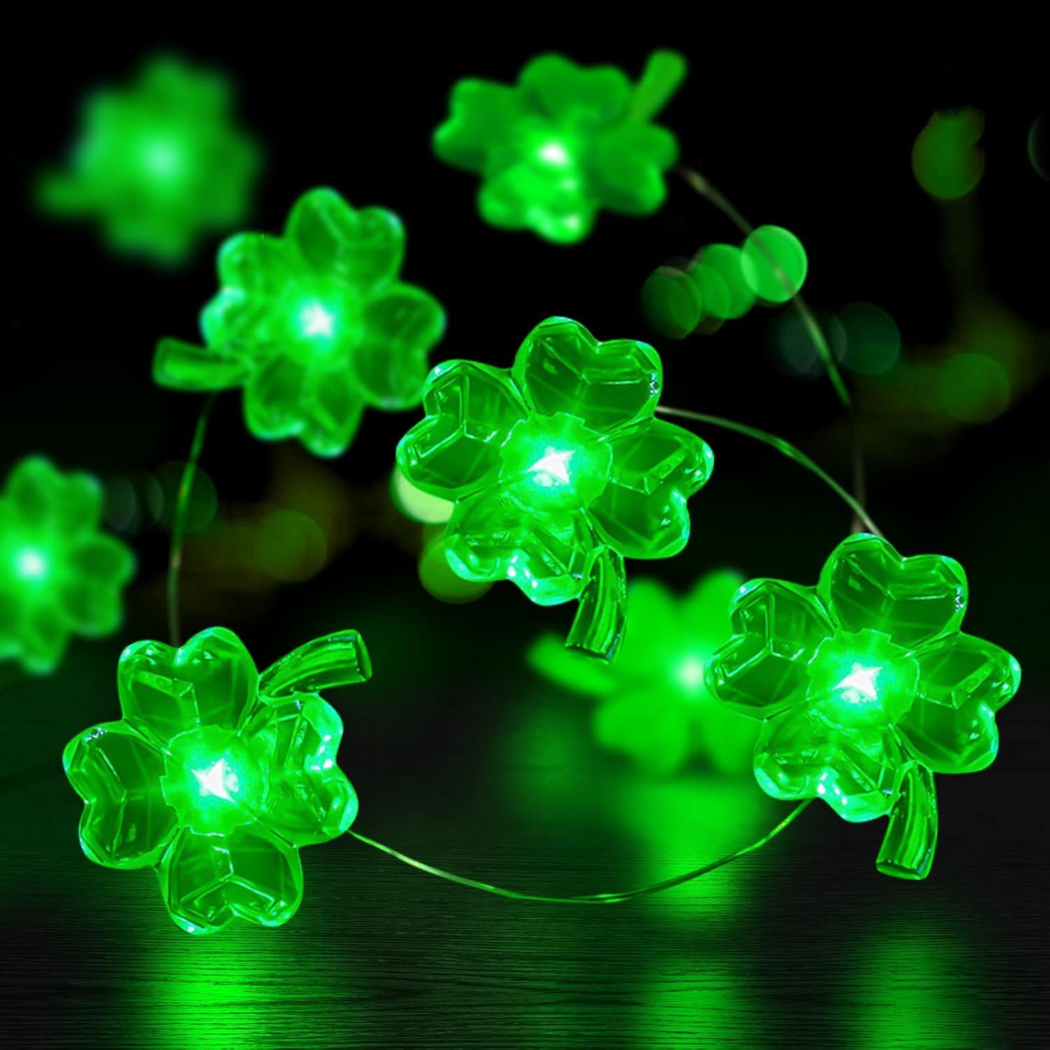 SOPSTUO St Patricks Day Decorations, St. Patrick's Day Lights, 10 Feet 30 LEDs Shamrock Lights