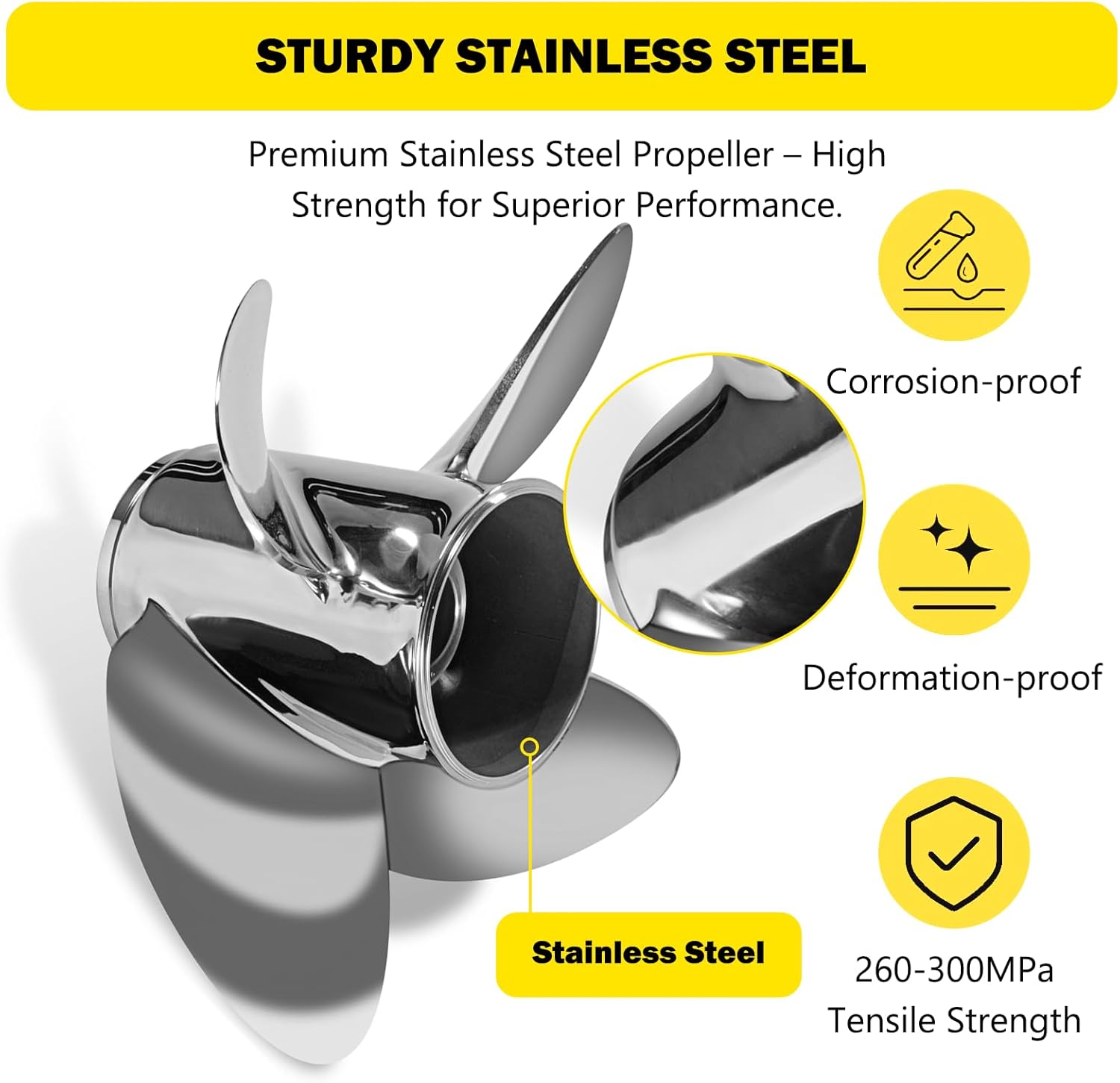 YOUNG PROPS 13 x 17 Stainless Steel Outboard Boat Propeller for Mercury Engines 40 50 70 75 80 90 100 115 125 140HP 13 x17 Prop Hub Kits Included 15 Tooth RH