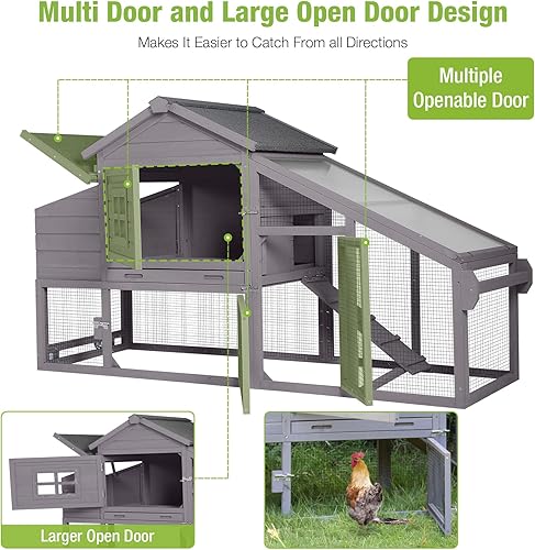 Miniatura 9 de GUTINNEEN Gallinero móvil de gallinero sobre rueda, conejera para 2-4 pollos de 67 pulgadas (soplado)