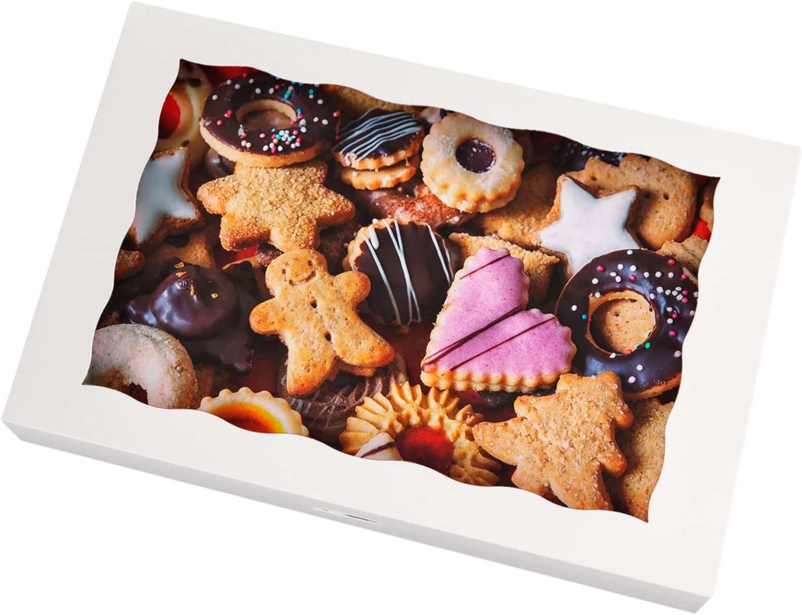 SOROO 15-PACK Pastry Bakery Box 16x11x2.75inch,White Large Donuts,Muffins,Cookies Boxes with PVC Window Auto-Pop up Paper Box Nature Cardboard Take Out Container,Hold 12 Donuts,Pack of 15