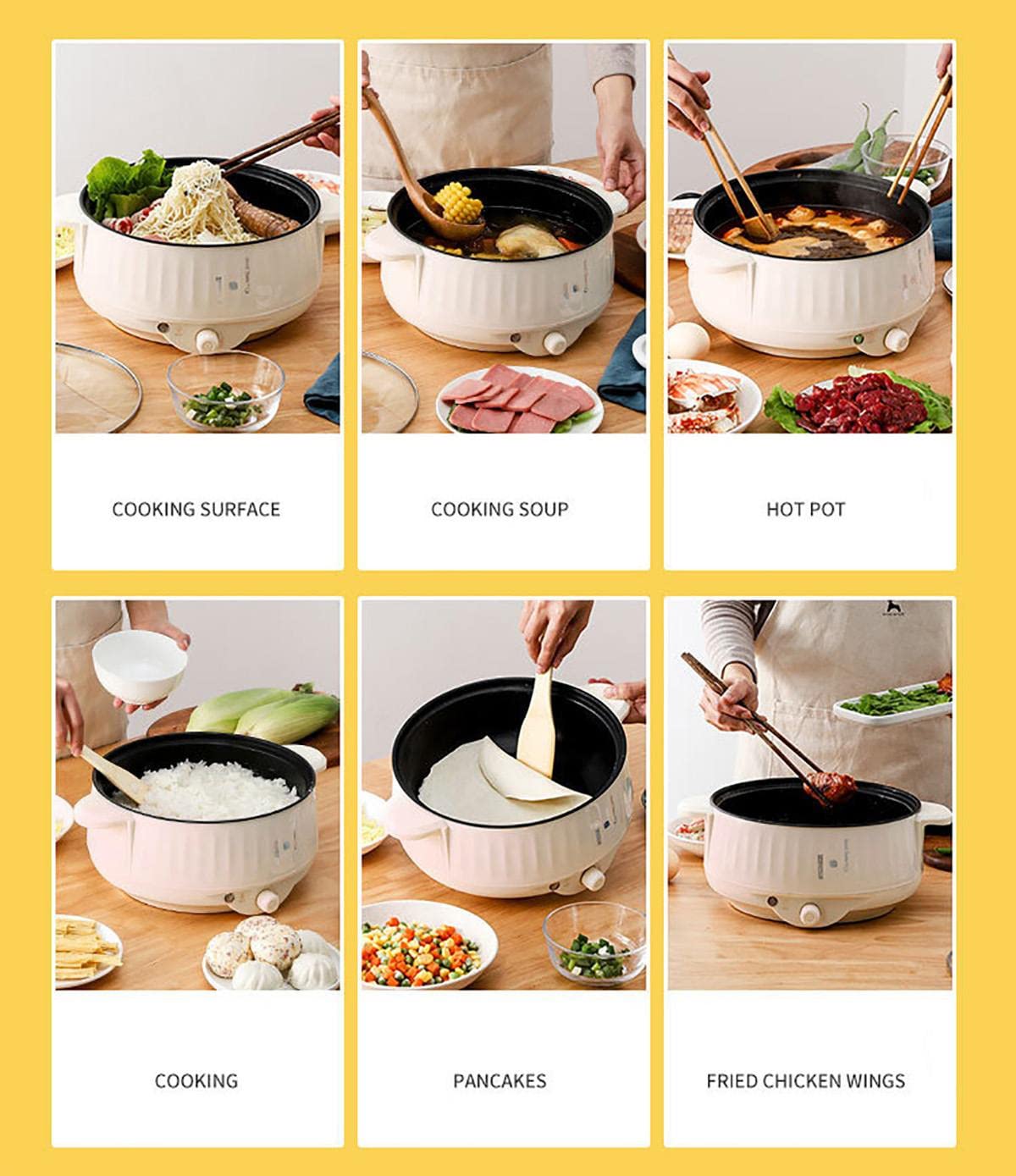 Wielofunkcyjna kuchenka elektryczna Non-stick Multicooker - 1,7 l - 2,7 l kuchenka elektryczna do szkoły podróżnej w domu 400 W-1000 W,2.2L