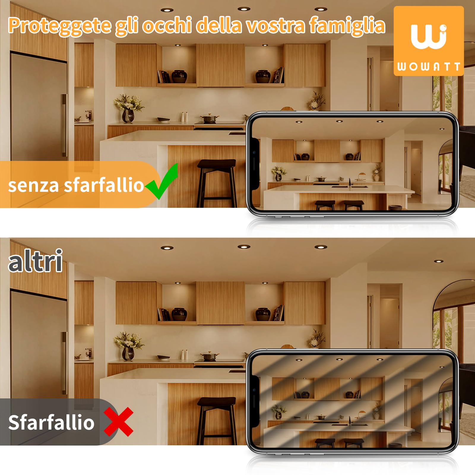 wowatt Set da 10 Faretti LED da Incasso per Cartongesso Dimmerabili Nero 7W | 700LM 2800K Luce Calda Lampada da Soffitto Ultrasottili, IP44 Spot LED 230V Orientabile Rotondi Foro 68mm per Bagno Cucina