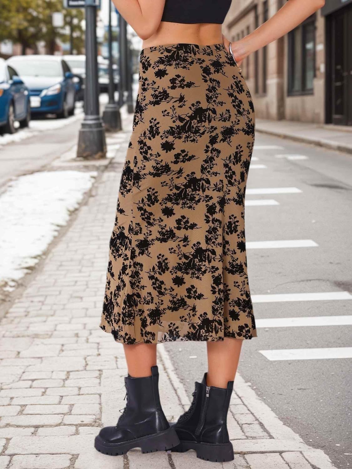 Allegra K Mesh Fishtail Skirt for Women Floral High Waist 2025 Fall Winter Bodycon Y2K Witchy Midi Skirts - Image 2