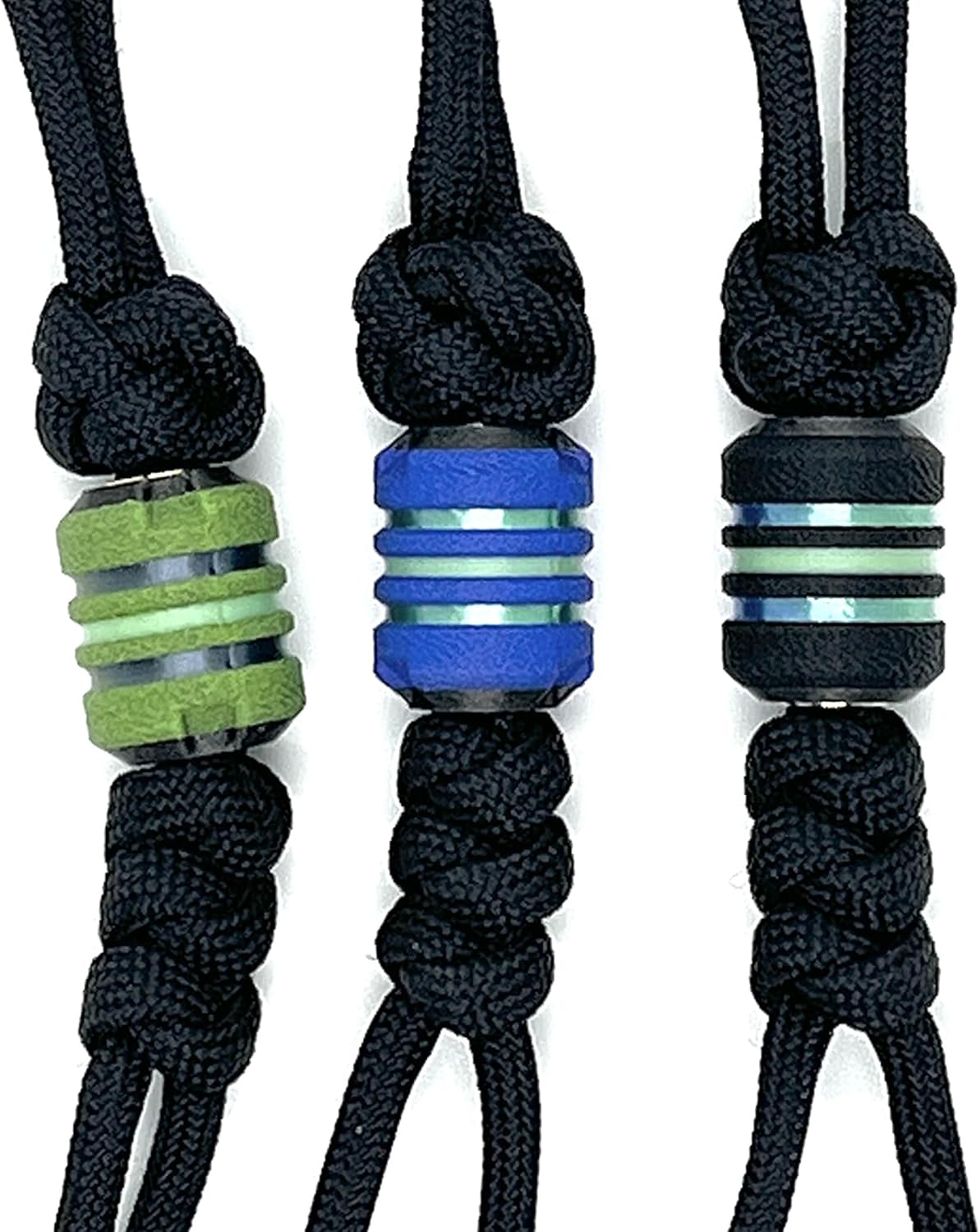 Glow Getter Lanyard Bead Set - 3 Premium EDC Beads for Paracord and Knife Lanyards - Carbon Fiber - Infused Glow-in-The-Dark. Made in USA by Dynamic Arts and Crafts - Image 6
