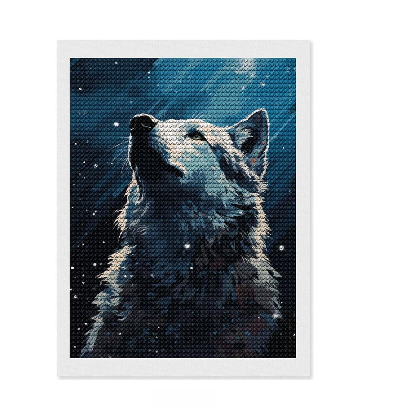 Junmoney Inspiring Wolf Pixel Art Diamond Art Canvas 12"x16", for Beginners, Easy to Enjoy, Cosy Home Accent, Christmas Gift, Enjoyable At-Home Hobby