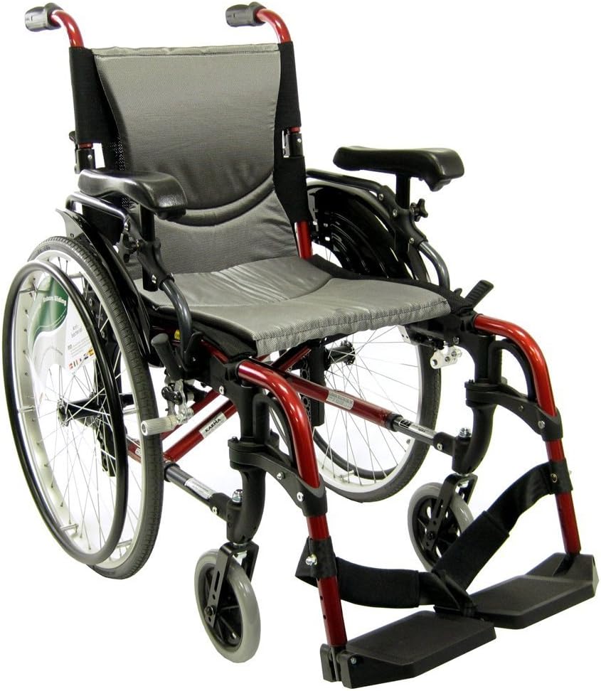 Karman S-ERGO 305 Lightweight Ergonomic Wheelchair S-Ergo305Q16SS, 29 lbs., Quick Release Wheels, Frame Rose Red, Seat Size 16"W X 17"D, Factory Adjustable Seat Height (Default 19" Floor To Seat)