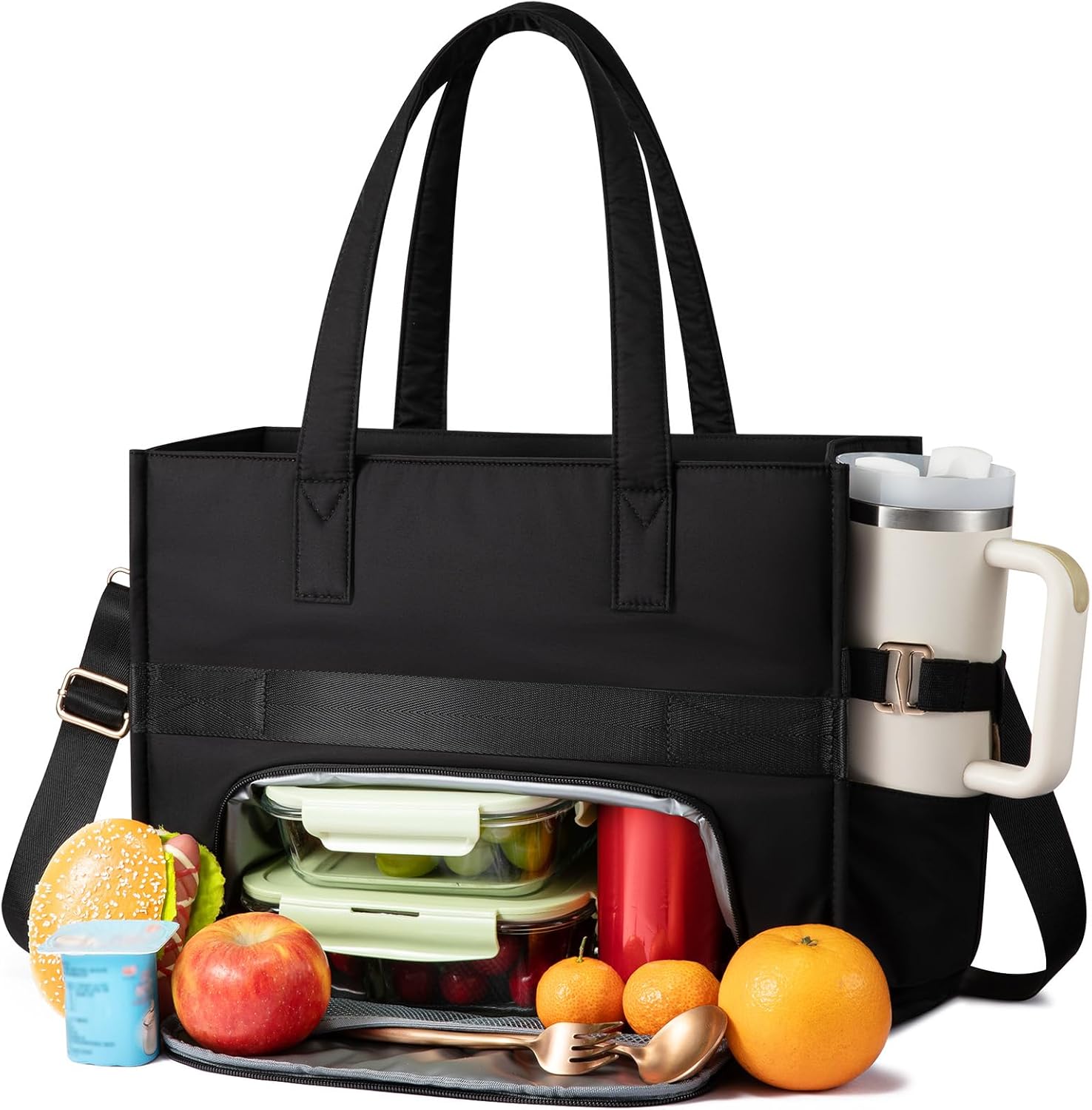 LOVEVOOK Teacher Tote Bag for Women,Multi-pocket Laptop Bag with Large Cup Holder,Nurse Bags Work Travel Computer Handbag