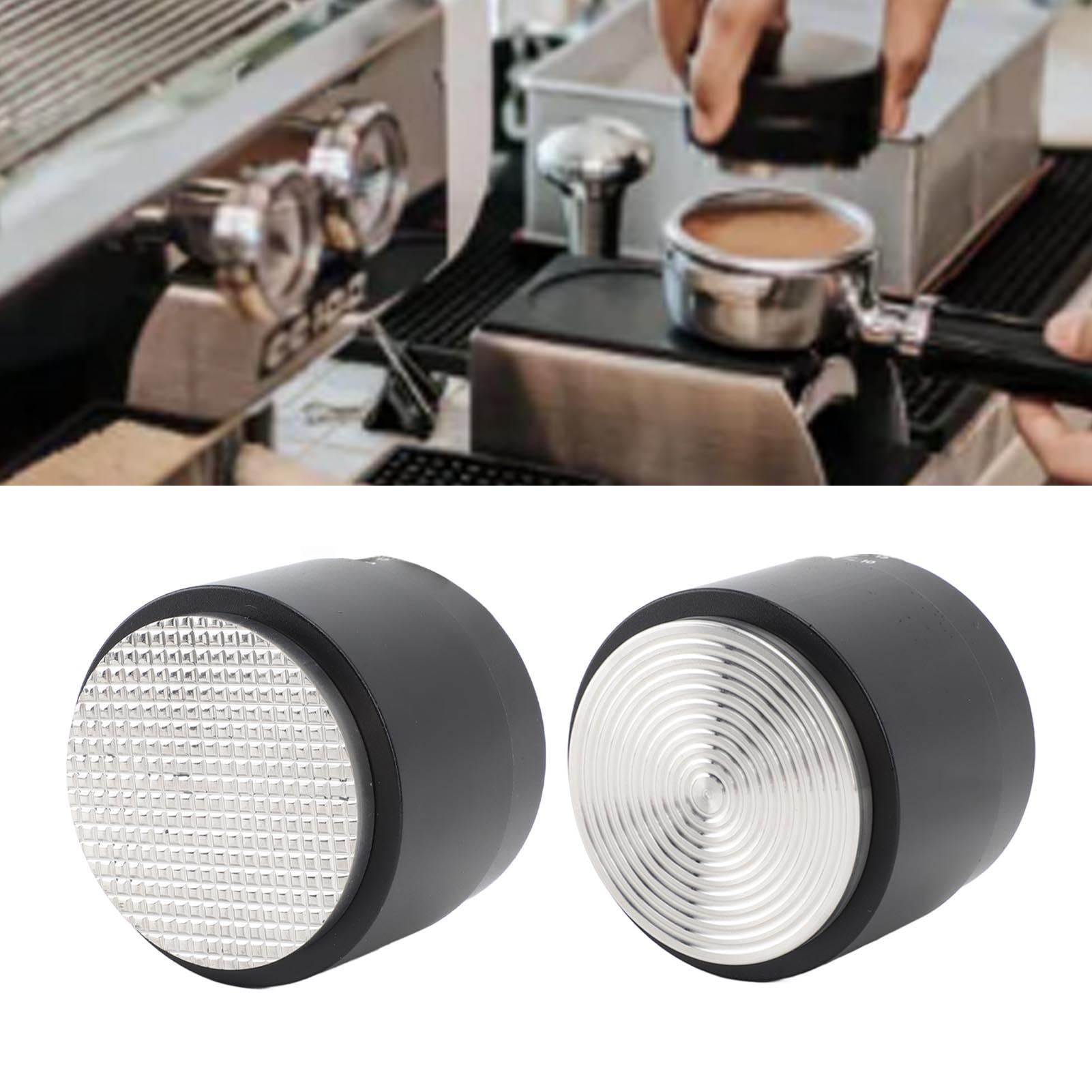 Distributore E Pressino Per Caffè da 58 Mm, Tamper Per Caffè da 58 Mm Tamper Per Distributore di Caffè 3 in 1 Tamper Per Caffè in Acciaio Inossidabile Per La Casa(waffle bottom)