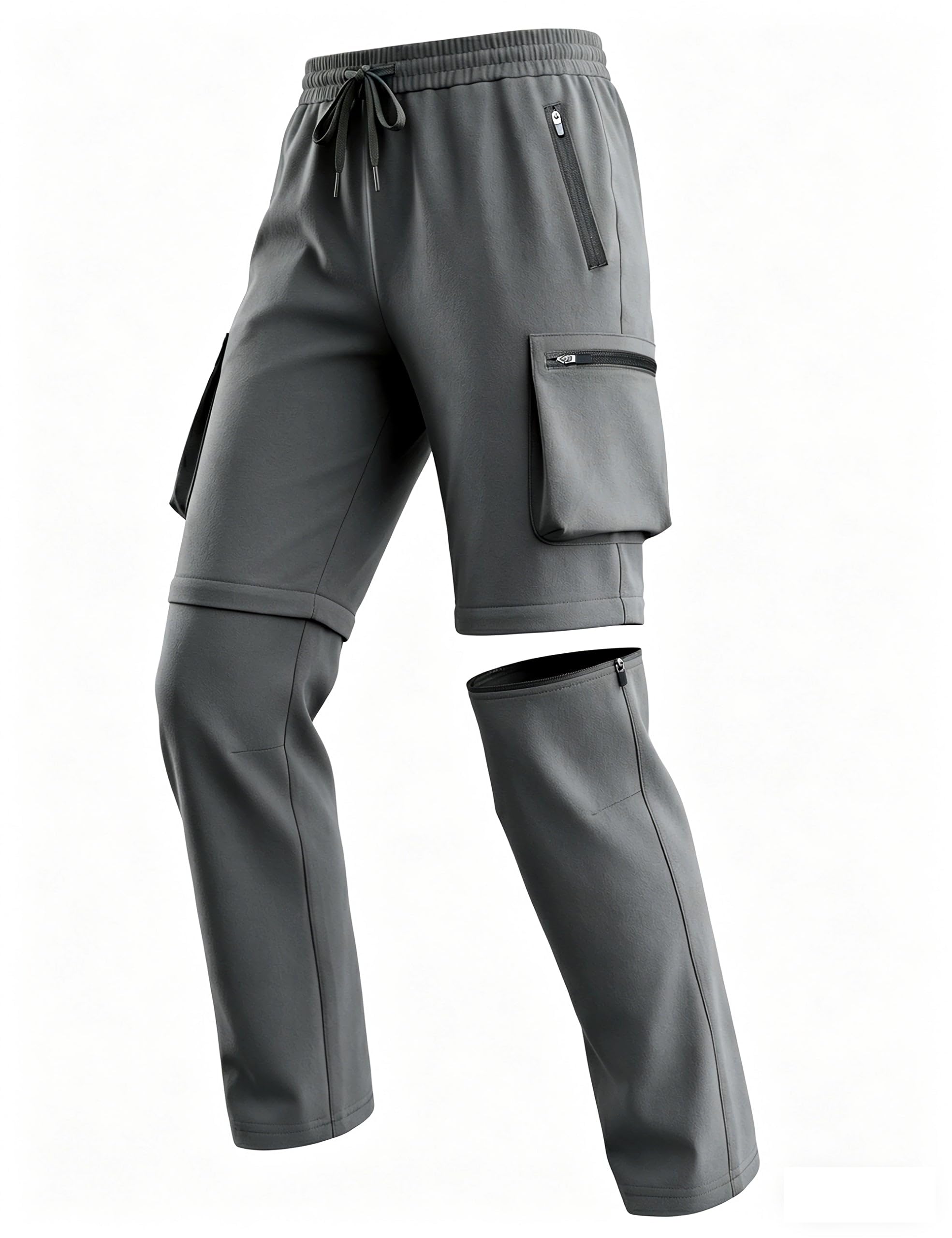 FitsT4 Sports Pantalones de senderismo para niños y jóvenes, 2 en 1, con cremallera, pantalones de senderismo, ligeros, elásticos, con bolsillo con cremallera