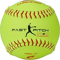 CHAMPRO Durahide Recreational Fastpitch Softballs 12-Pack - Optic Yellow, Raised Red Seams for Outdoor Practice