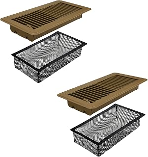 Cootack 4" x 10" Floor Vent Cover with Mesh Trap - Heavy Duty Walkable Floor Registers - Premium Finish - Easy Adjust Air Vent Deflector - Vent Covers for Home or Office (Brown) 2 Set