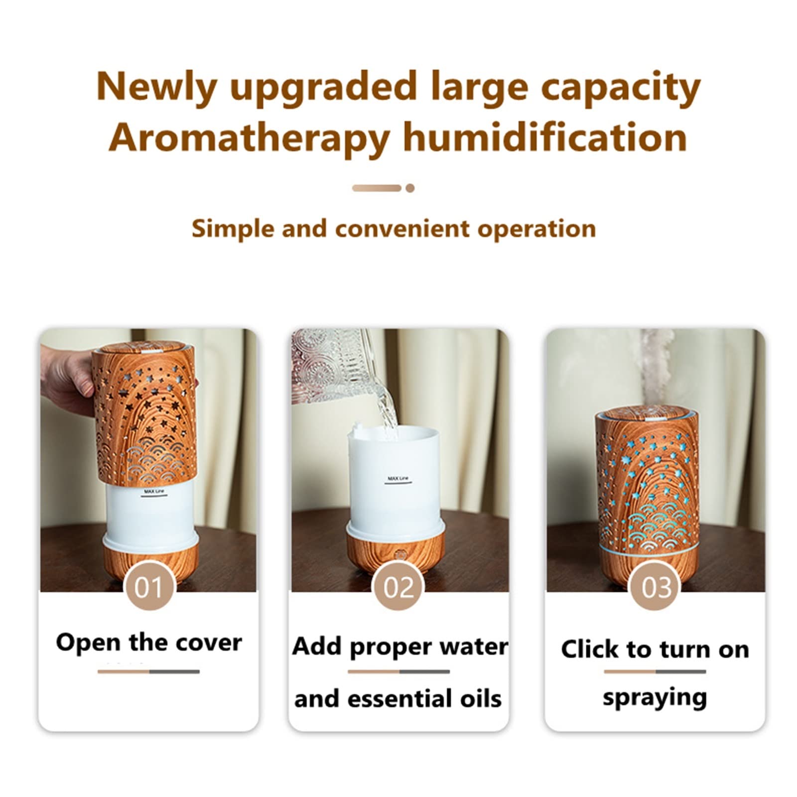 Nawilżacz mgiełki 230 ml wydrążony aromaterapia drewna USB nawilżacz powietrza ultradźwiękowy chłodna mgiełka aromat dyfuzor olejków eterycznych vaporizer nawilżacz (kolor: B)