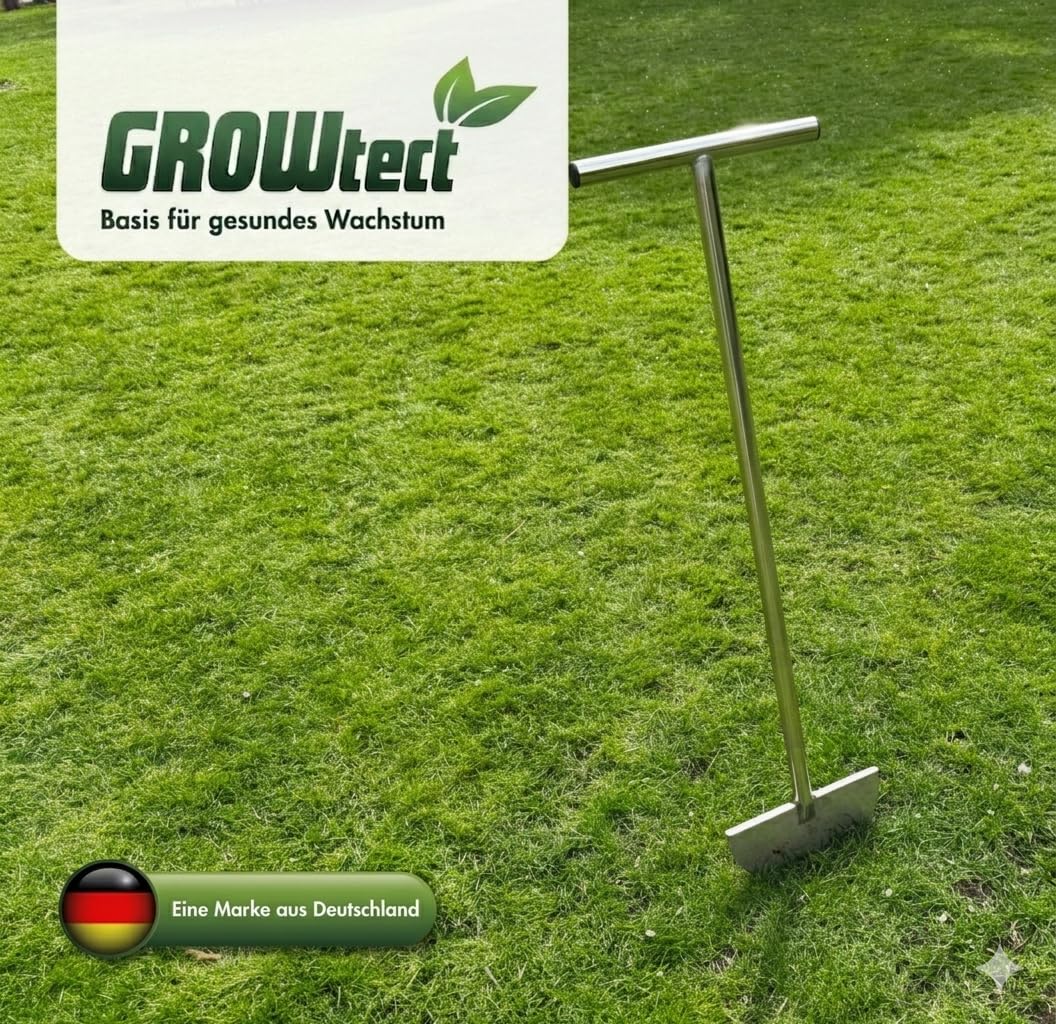 PRO Rasenkantenstecher – Profi Kantenstecher mit geschärftem Blatt für Garten- und Landschaftsbau, Sportplatzpflege und Greenkeeper – Scharfe Klinge | Edelstahlstiel (T-Griff) aus einem Stück