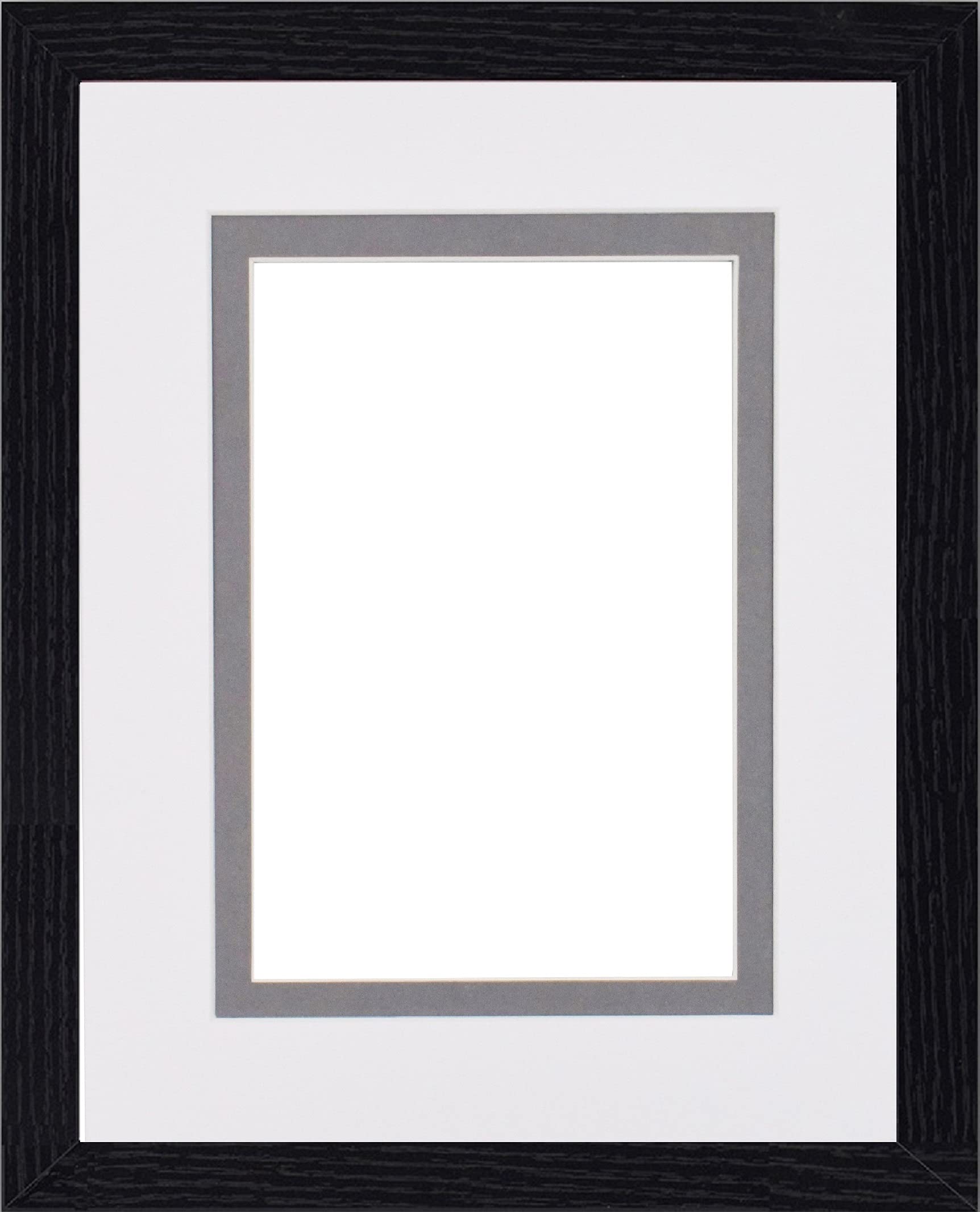 FRAME EAZY Black Double Mount Photo Frame Picture Poster Certificate Frames With Perspex Sheet- White On Grey Mount- 70x50cm For 60x40cm pictures