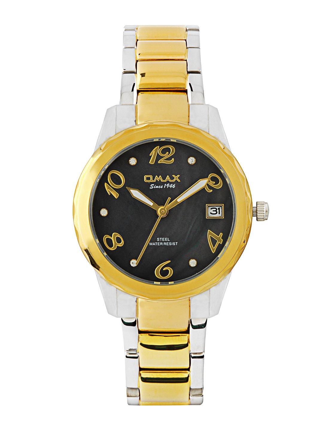 OMAX Women's Black Dial Silver Stainless Steel Strap Watch - Elegant and Timeless