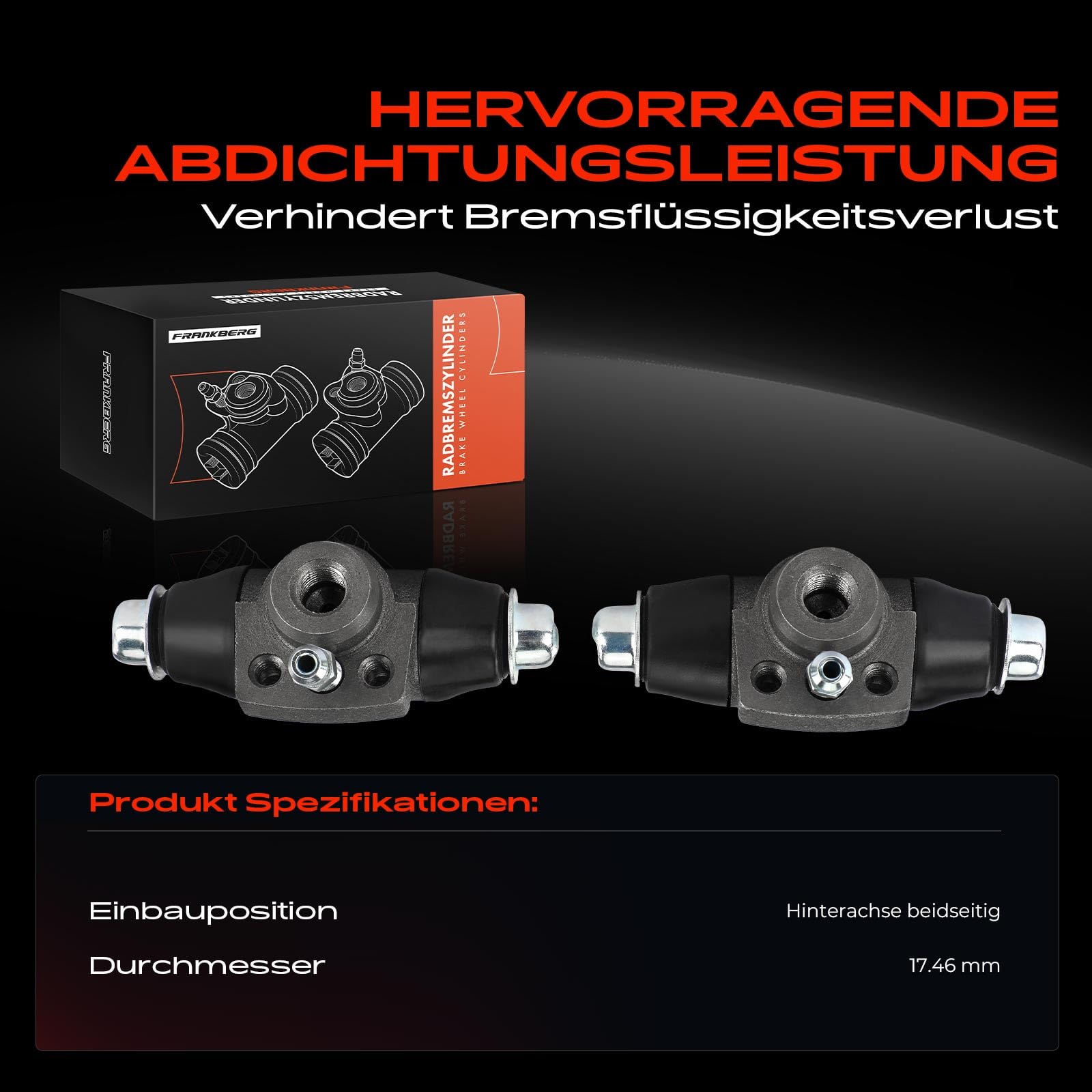 Frankberg 2x Radbremszylinder Hinterachse Kompatibel mit A2 8Z0 1.2L-1.4L 2000-2005 Arosa 6H 1.0L-1.7L 1997-2004 Cordoba 6K1 6K2 1.0L-1.9L 1993-2002 Replace# 331611051A