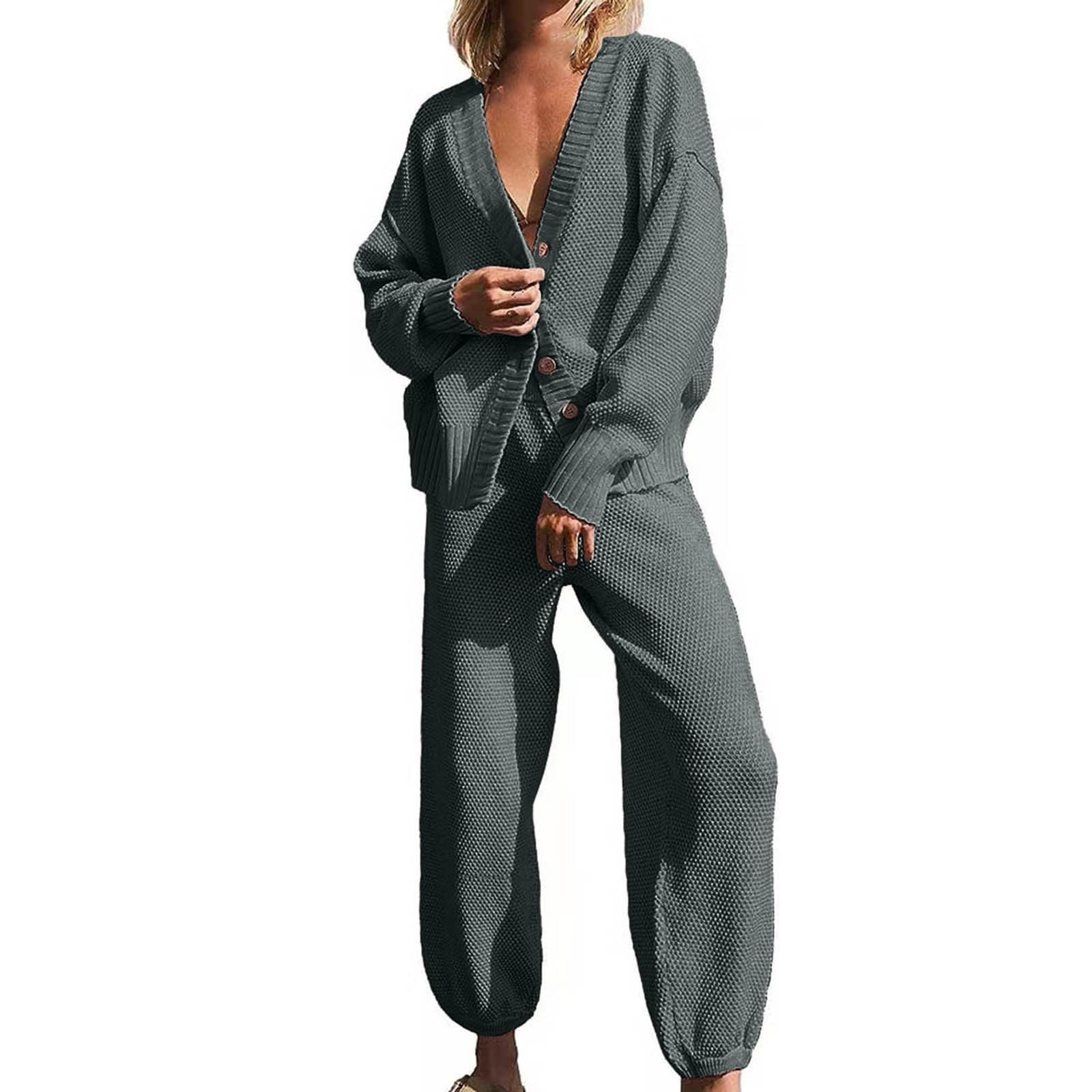 Set di pantaloni e pantaloni a maniche lunghe tinta unita, alla moda, casual