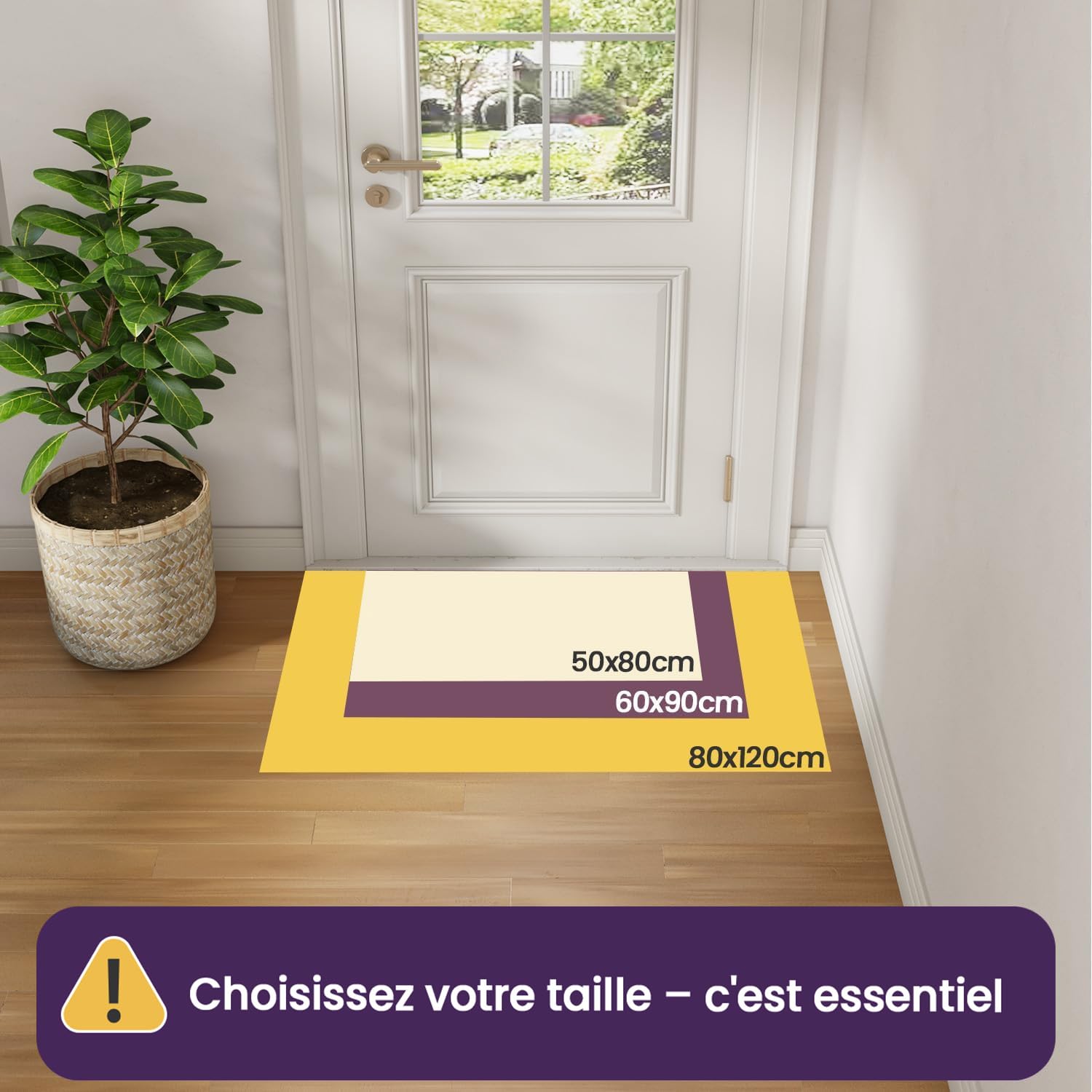 DEXI Paillasson Interieur Entree 60 x 90 cm, Tapis d'Entrée Antidérapant Lavable en Machine, Tapis de Sol avec Microfibres Douces Absorbantes pour Entrée, Couloir, Chien, Noir-Gris