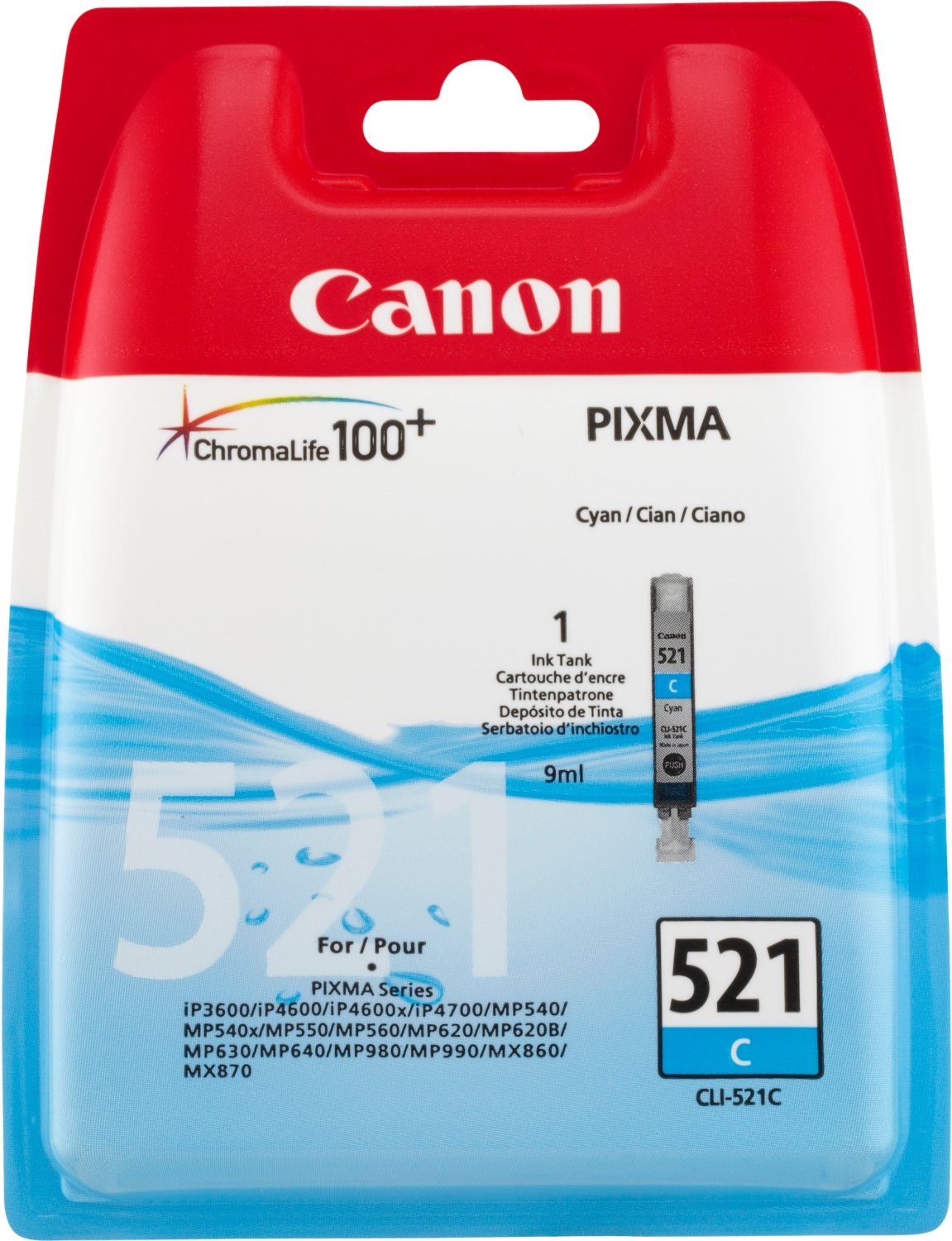 Genuine Canon CLI-521C Cyan Ink Cartridge for Pixma MP980 MP990 MX860 MX870