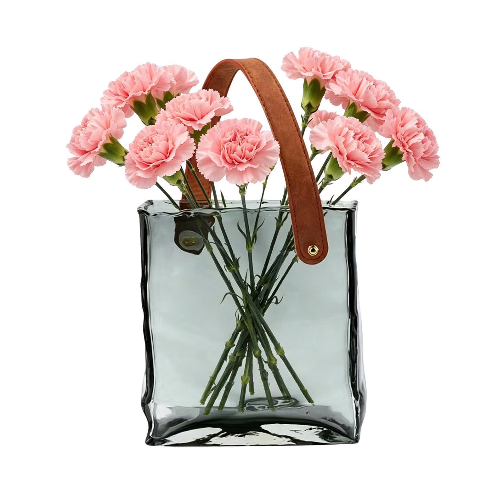 Taschenvase für Blumen Moderne Wohndeko Tischdekoration | Handtaschenvase Glasbehälter für Wohndeko Schlafzimmer Wohnzimmer Büro Landhausstil Geburtstag Einweihung Hochzeit Party