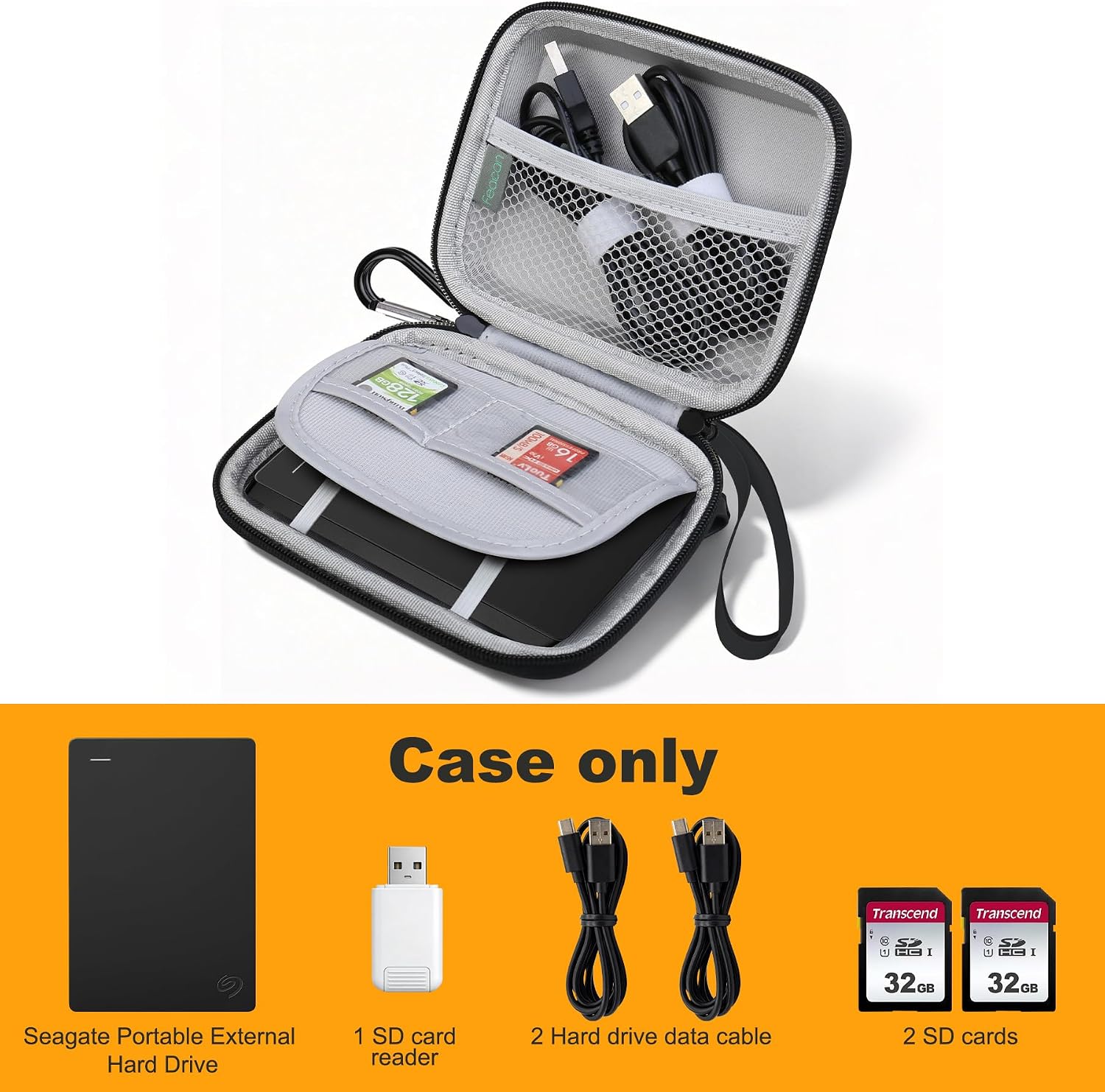 Hard Case for Seagate Portable External Hard Drive HDD/Seagate One Touch/Seagate Game Drive External Portable HDD 1TB 2TB 4TB 5TB USB 3.0, Hard EVA Travel Protective Case Storage Bag, Gray